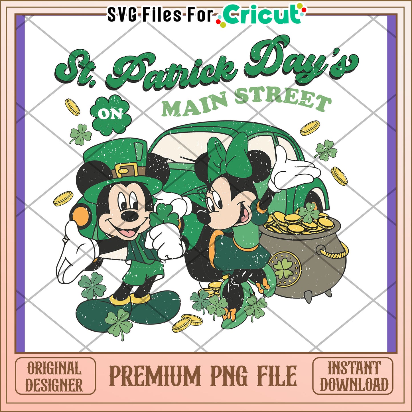 St Patrick's Day Vintage Mickey Mouse PNG Design