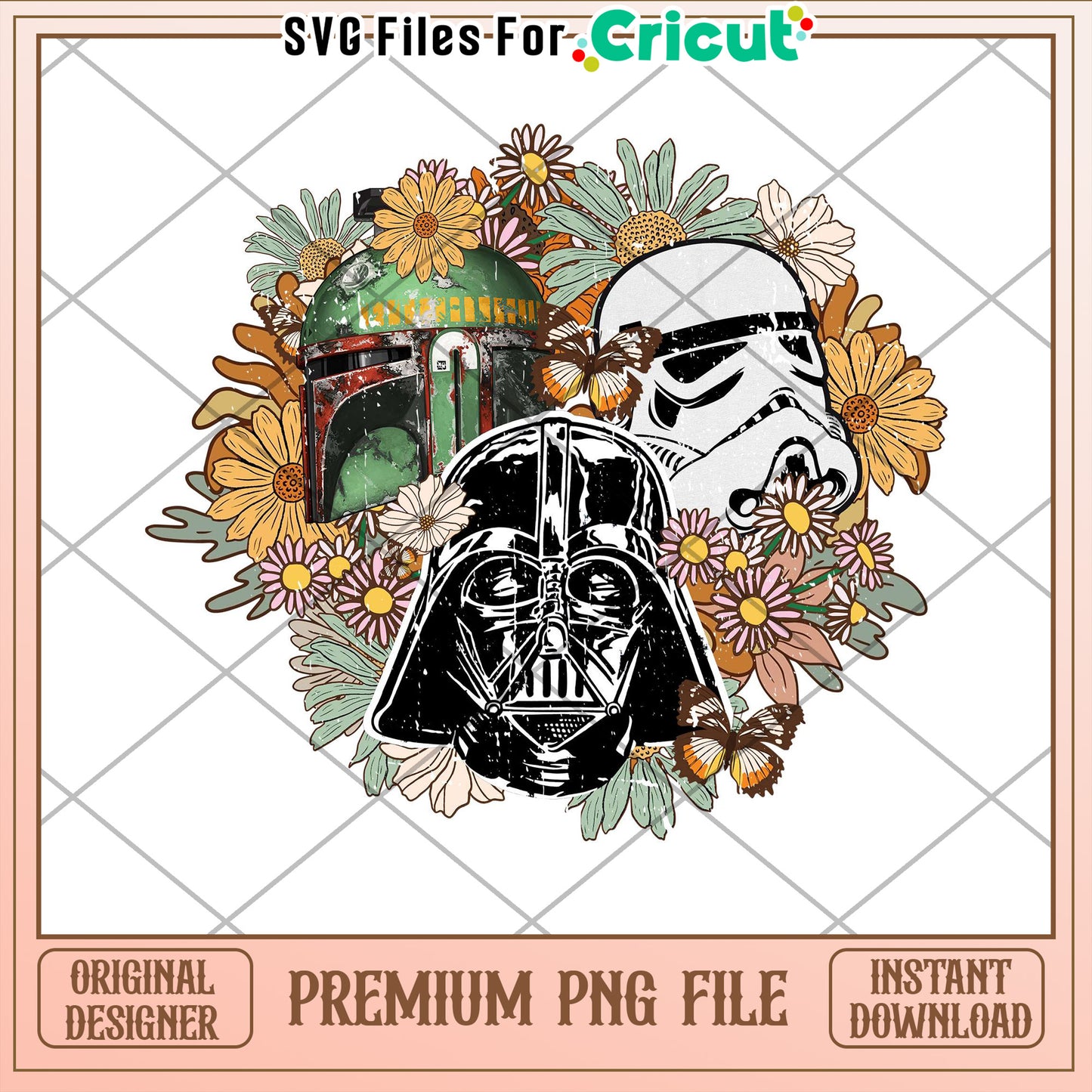 Star Wars Floral PNG Darth Vader, Boba Fett, Stormtrooper