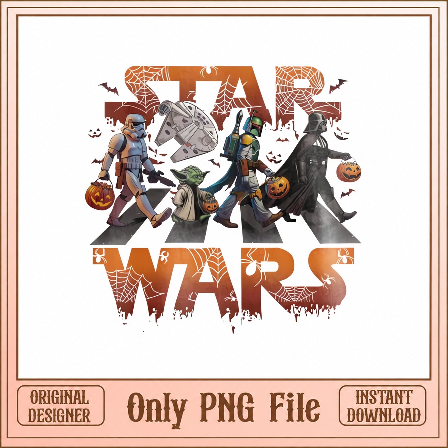 Star Wars Halloween PNG, Darth Vader Yoda Boba Fett, Trick Or Treat PNG