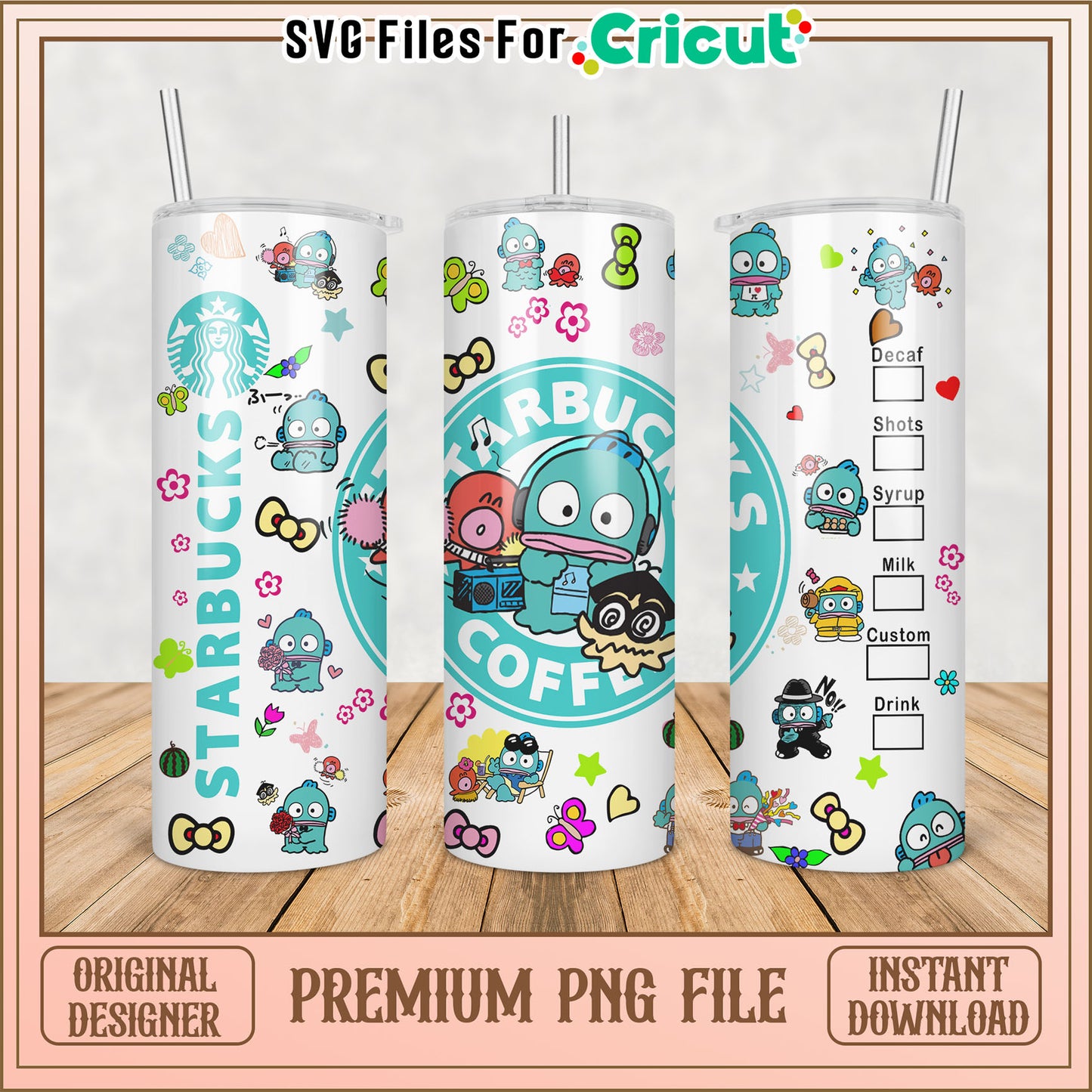 Starbucks Gudetama PNG Tumbler Design