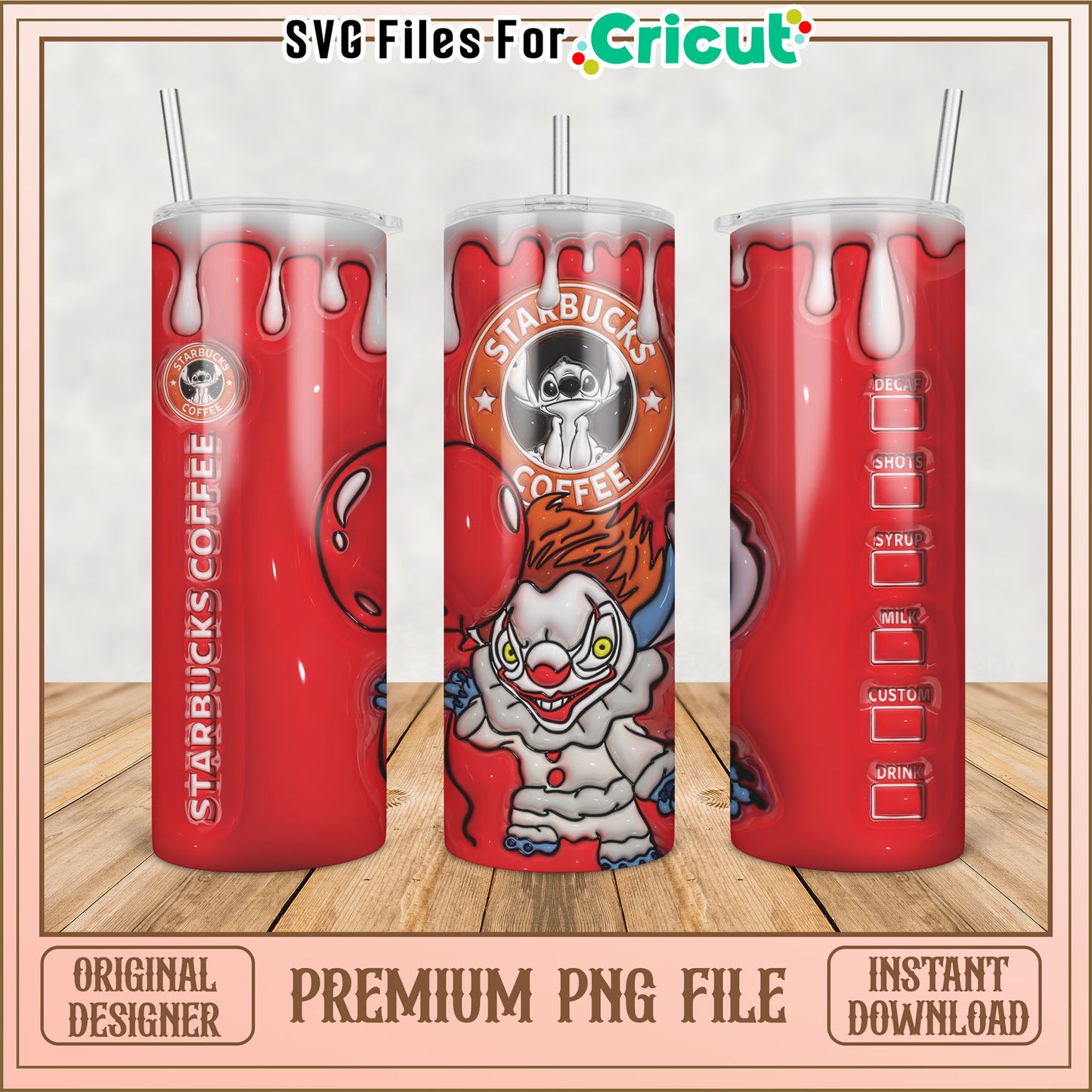 Starbucks Stitch PNG Sublimation Design