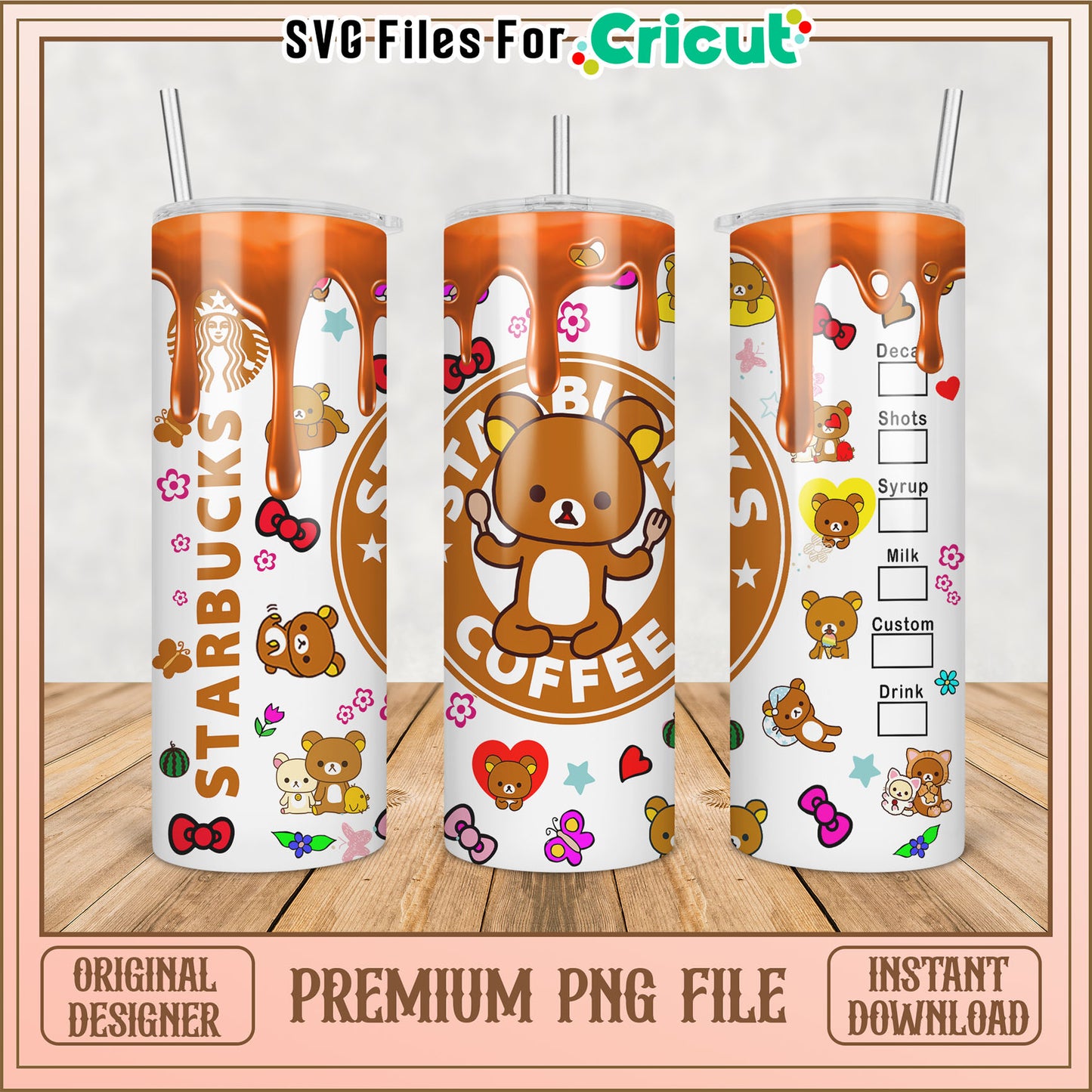 Starbucks Tumbler PNG Design Rilakkuma