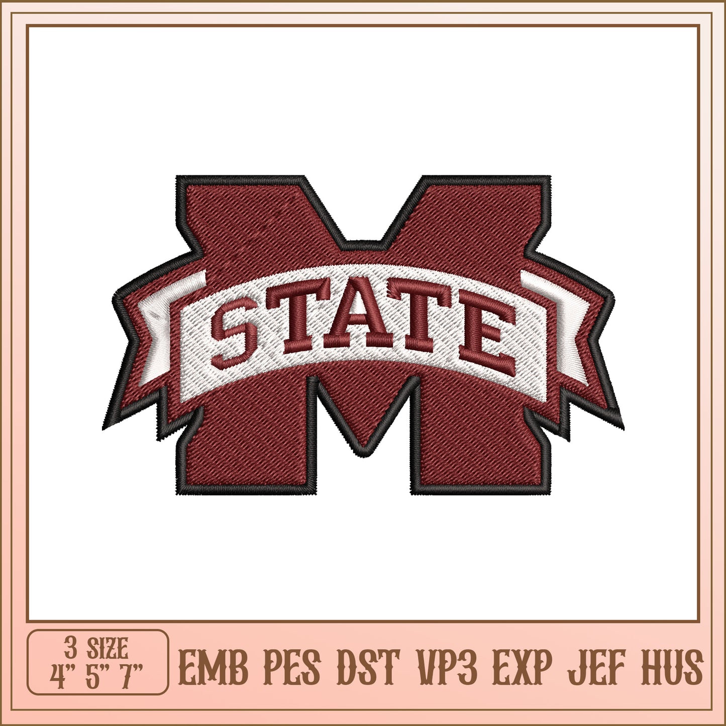 State M Embroidery Design