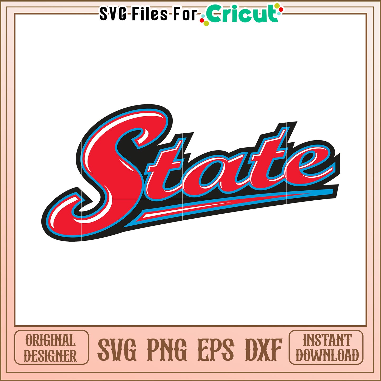 State Retro Design SVG File for Cricut, Perfect for Custom Projects