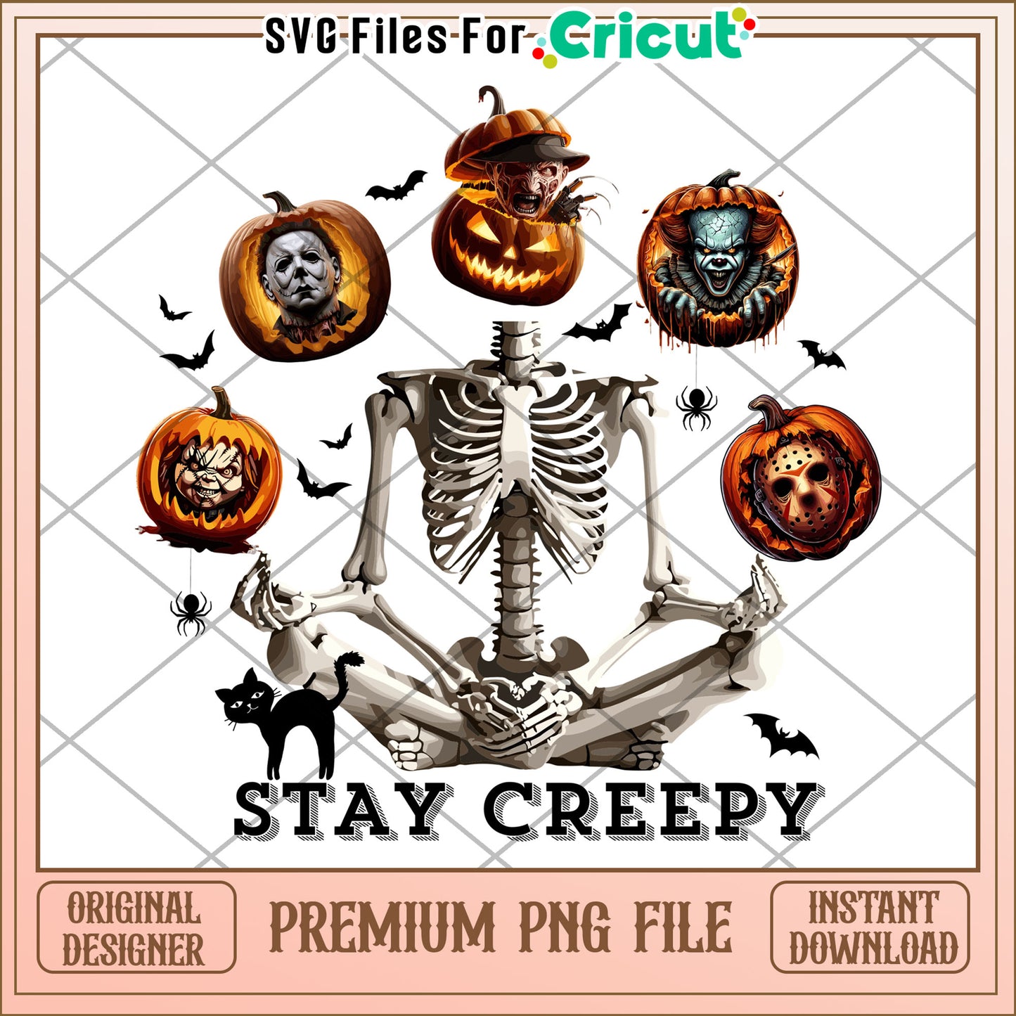 Stay creepy killers pumpkin png, halloween season png, cute halloween png