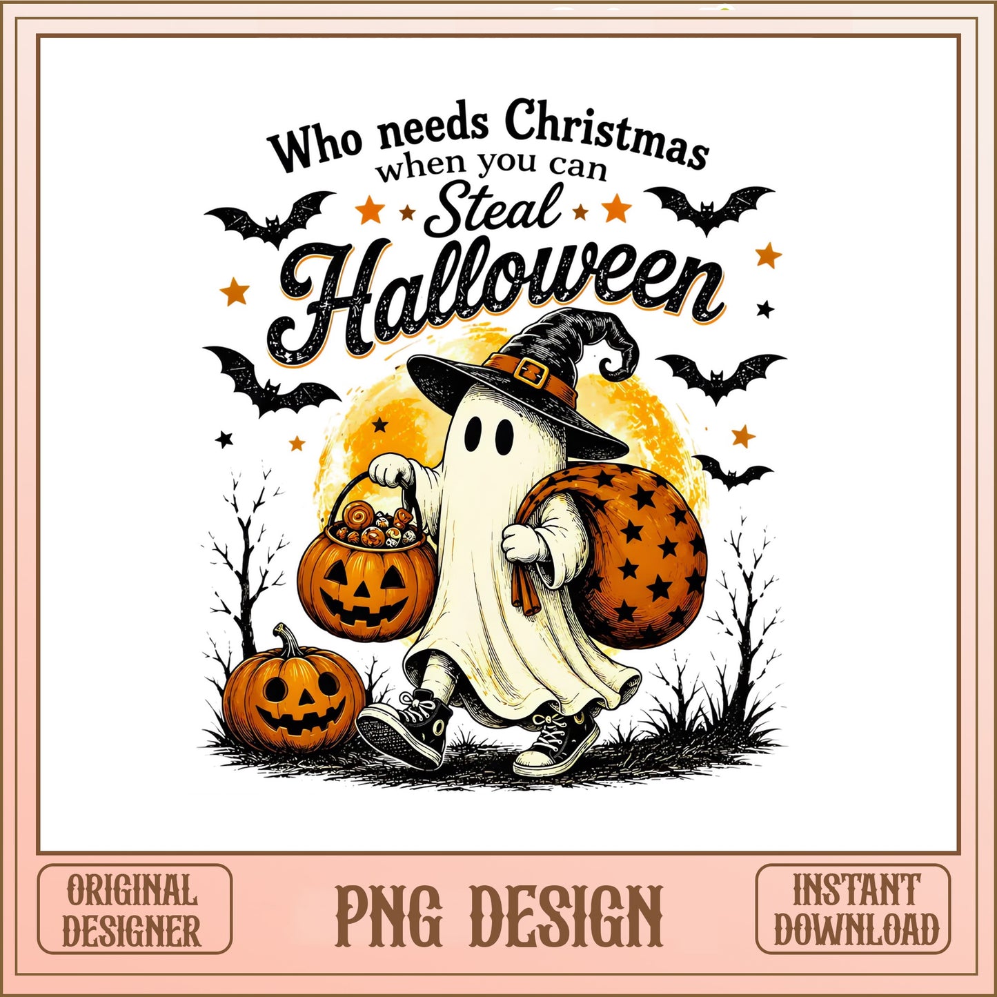 Steal Halloween Ghost Witch PNG, Funny Halloween PNG, Spooky Ghost PNG