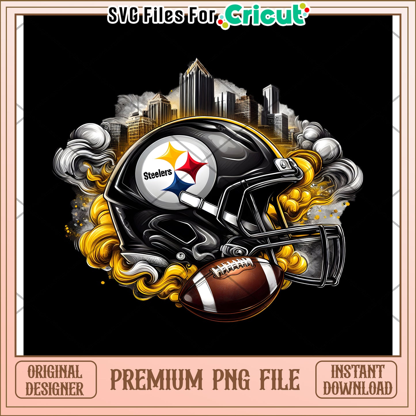 Steelers Helmet PNG Design for Cricut, High Quality Instant Download