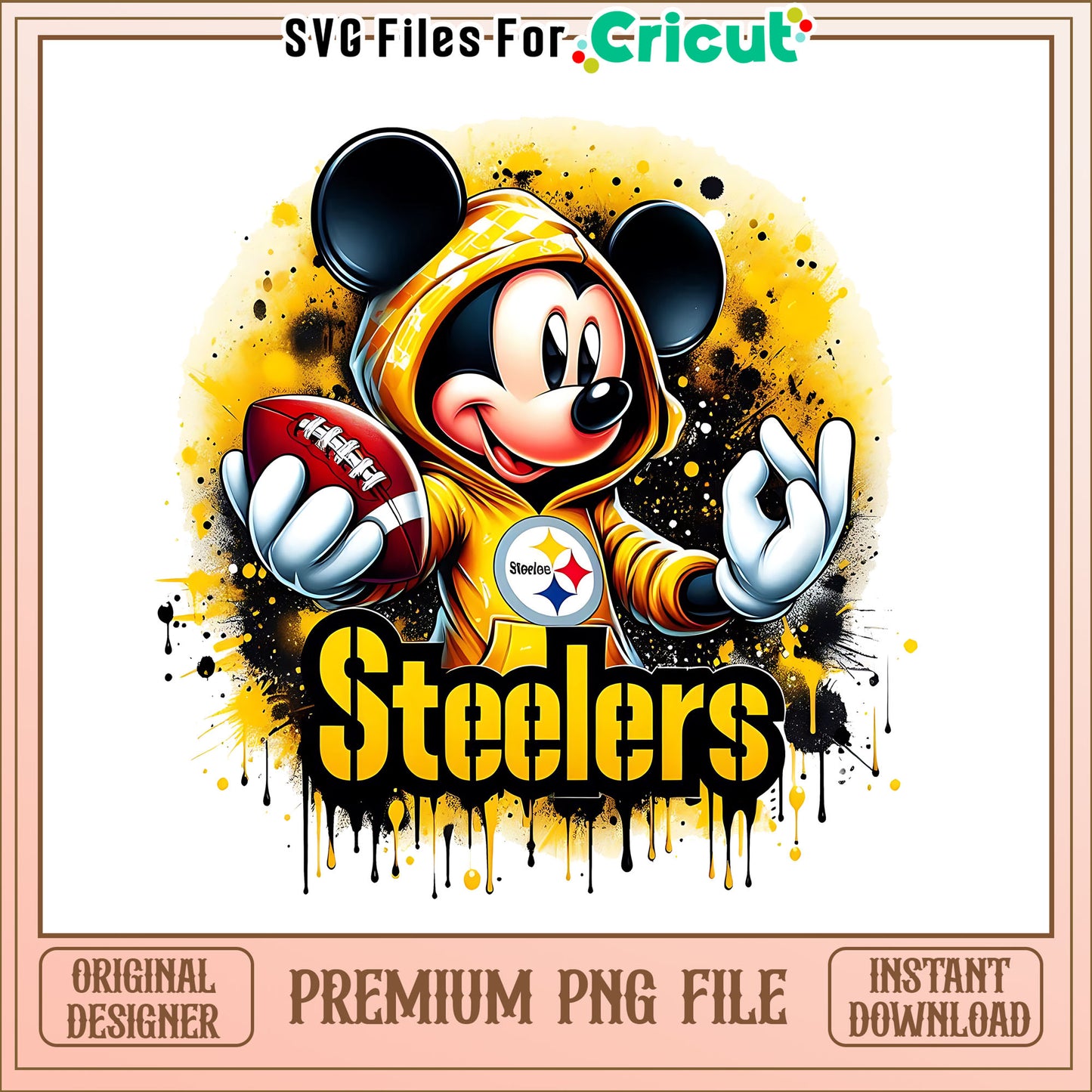 Steelers Mickey rugby ball png, Pittsburgh Steelers png, NFL png