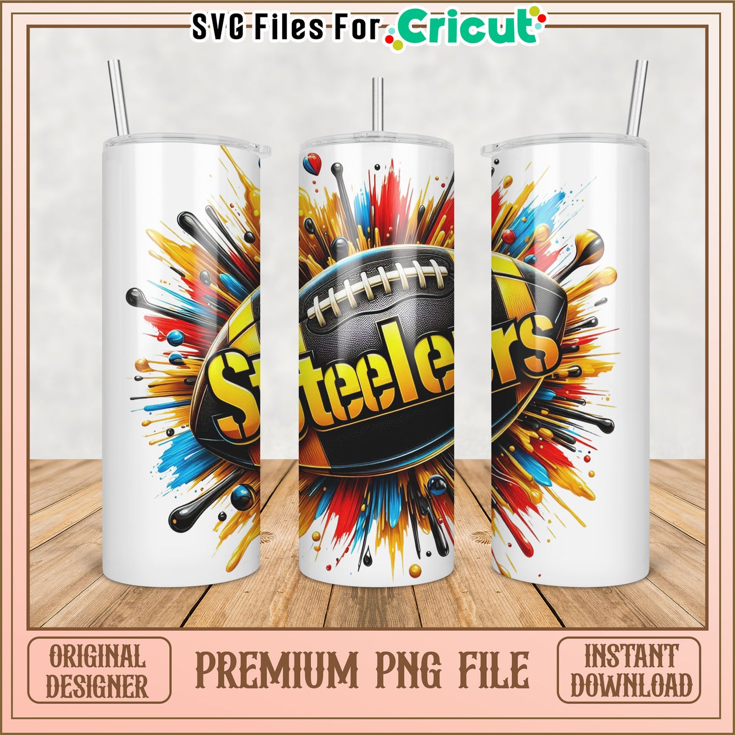 Steelers Tumbler PNG Sublimation Design
