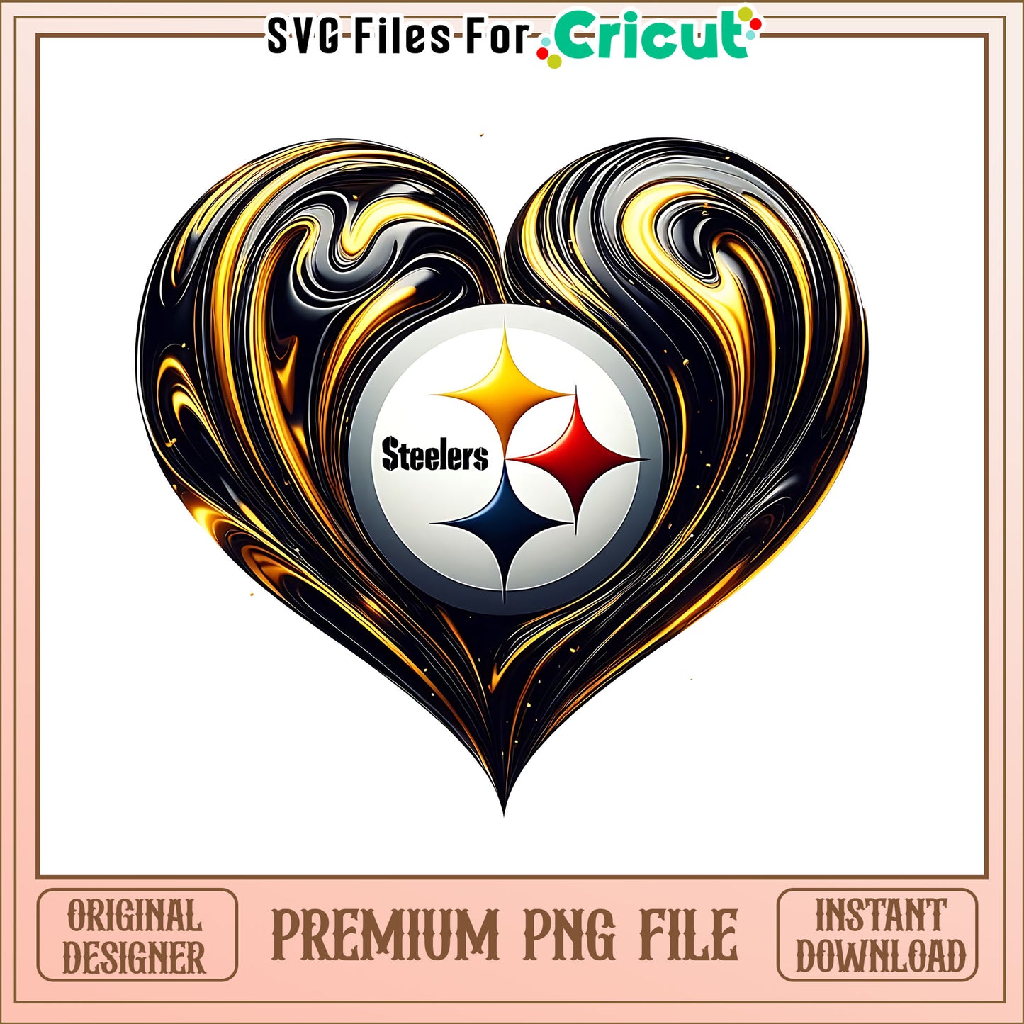 Steelers logo vintage heart png, Pittsburgh Steelers png, NFL png