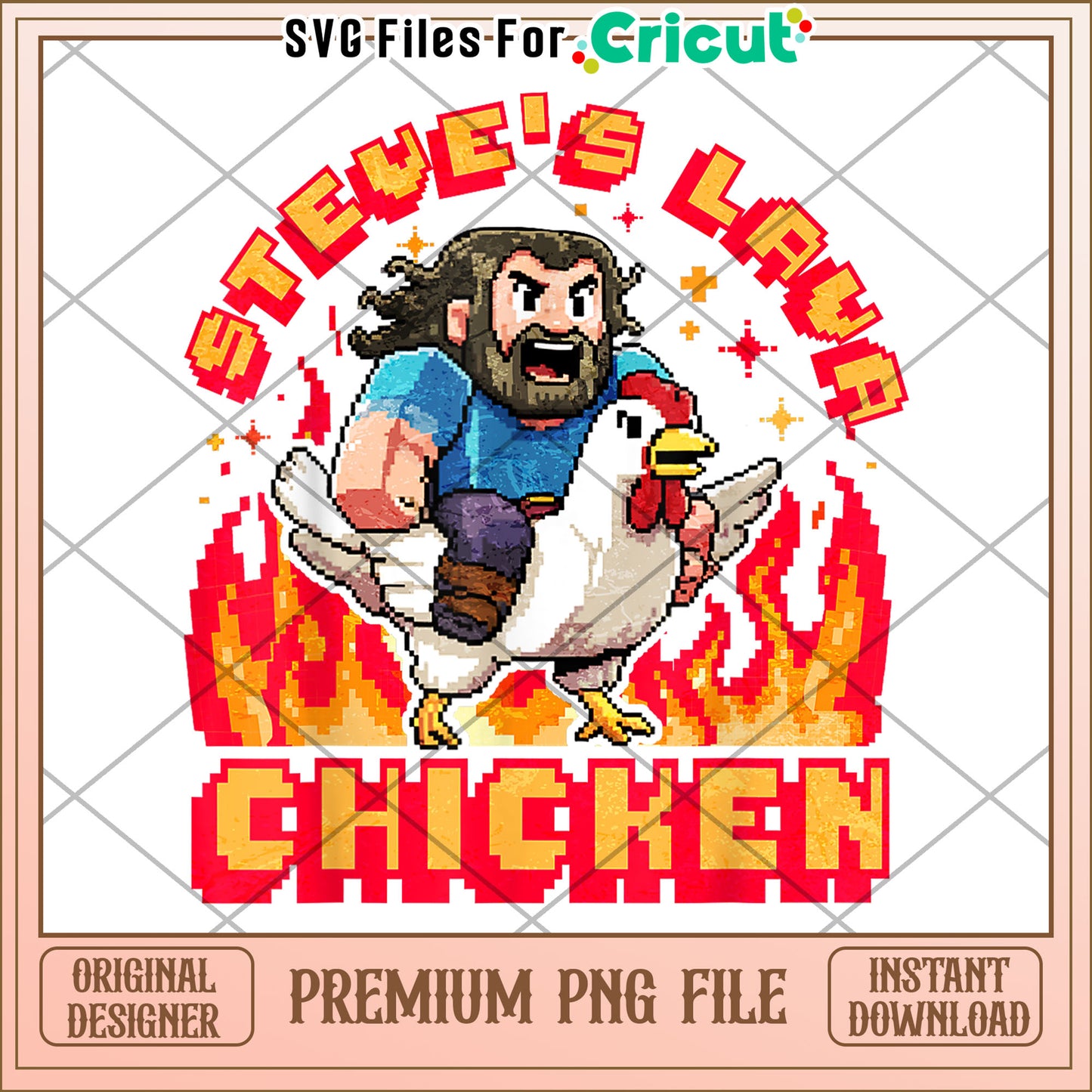 Steve's lava chicken jokey 2d design png, lava chicken png, minecraft movie png