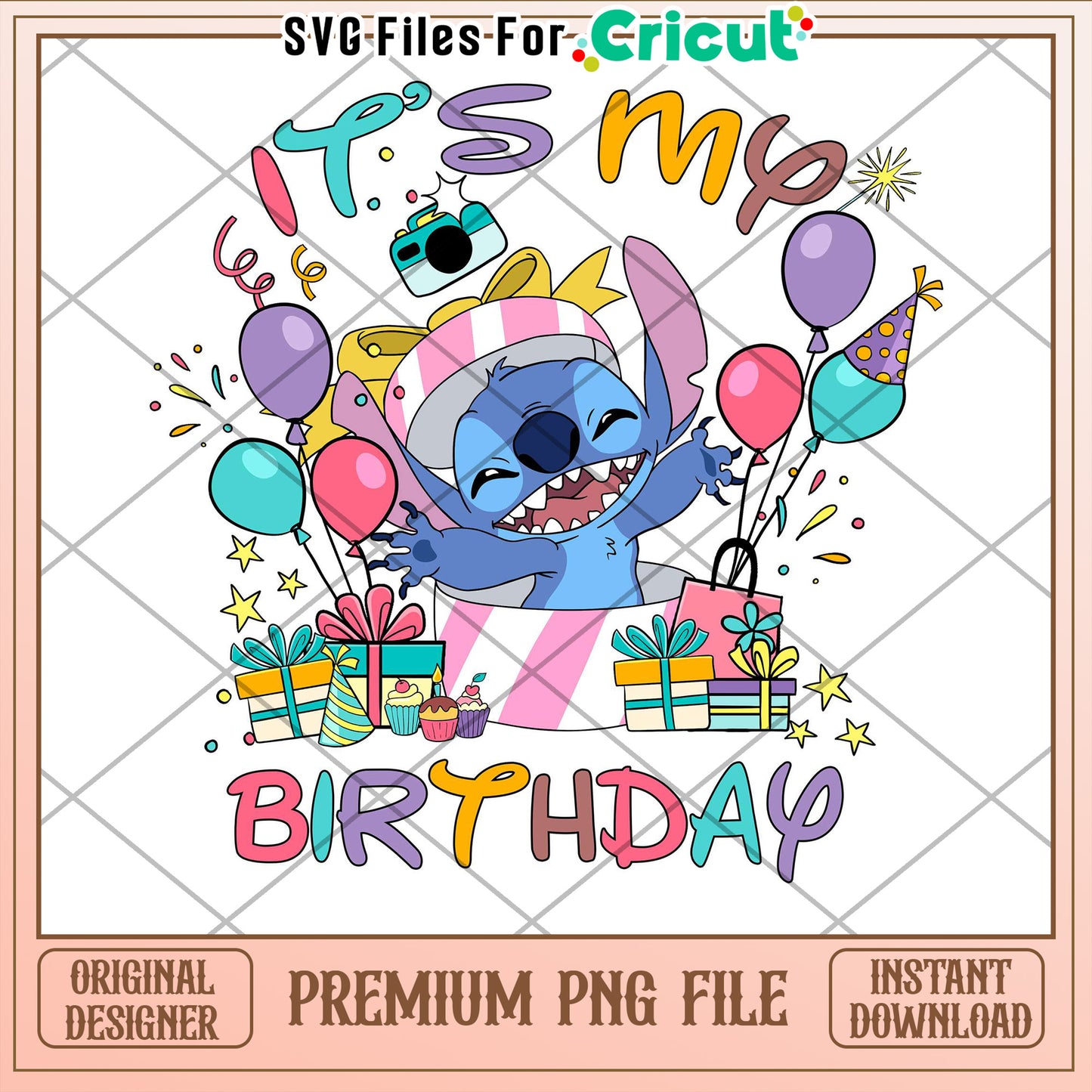 Stitch Birthday PNG Cricut Instant Download