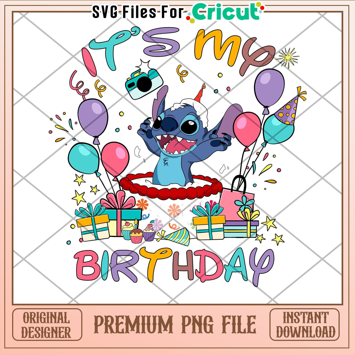 Stitch Birthday PNG Instant Download