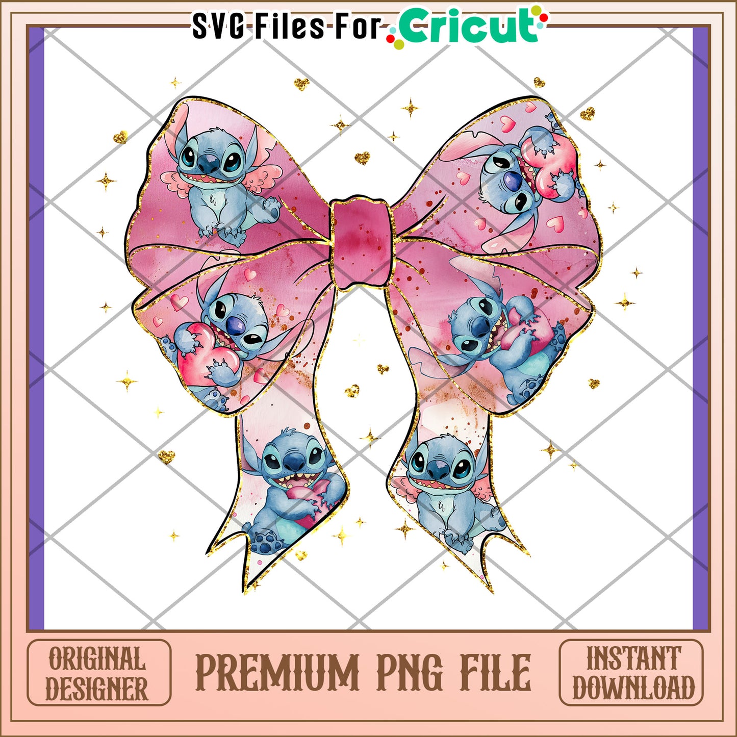 Stitch Bow PNG Valentines Day Sublimation