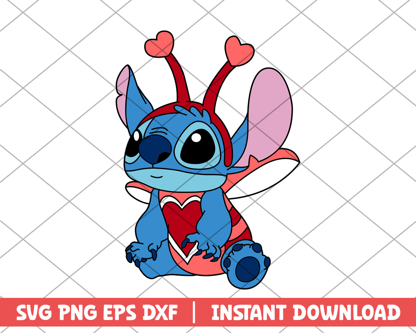 Stitch Bug valentine svg