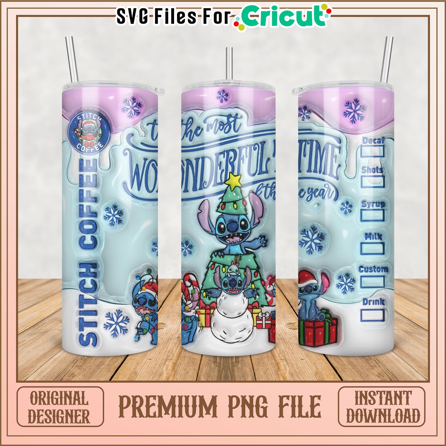 Stitch Christmas Tumbler PNG Instant Download