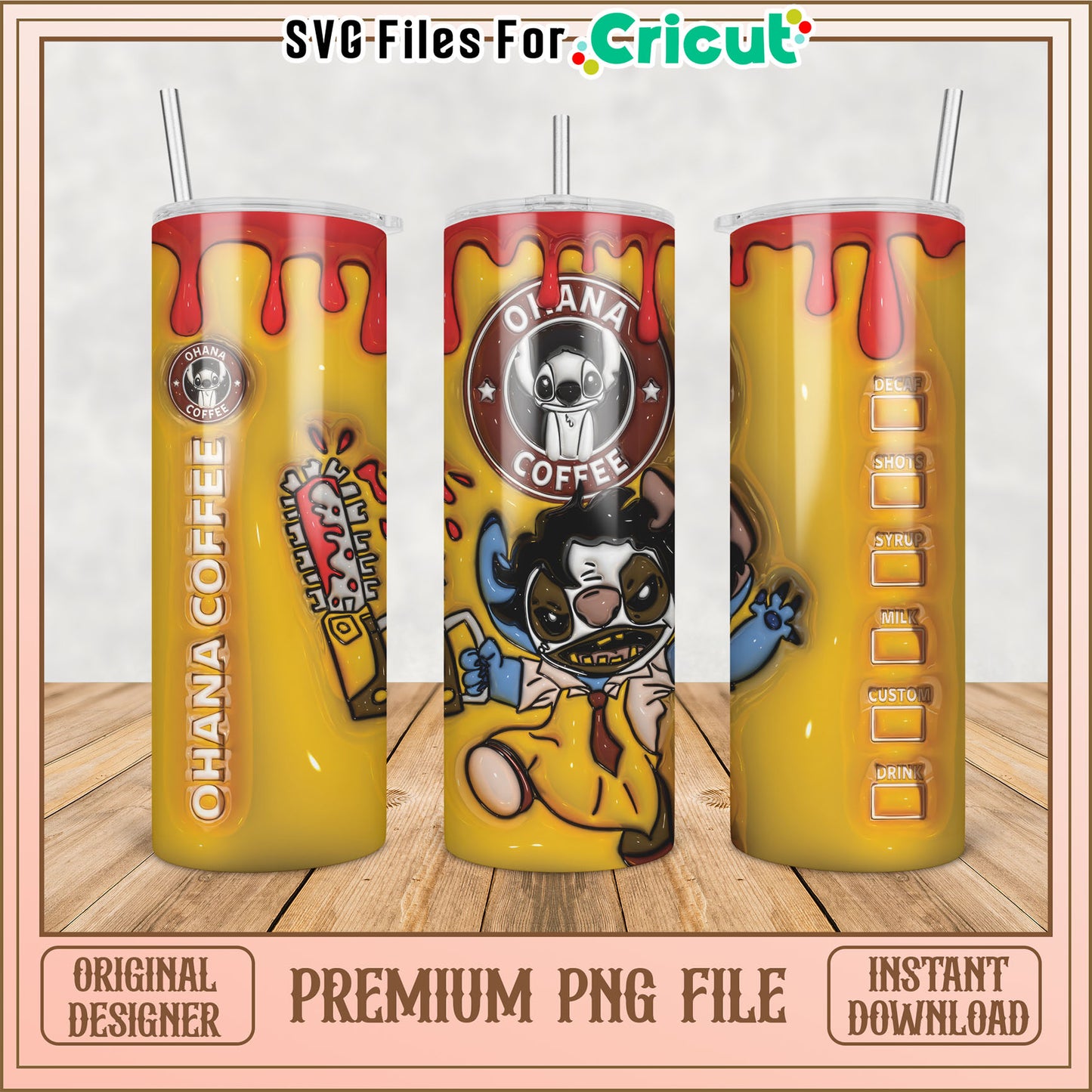 Stitch Coffee Tumbler PNG Sublimation