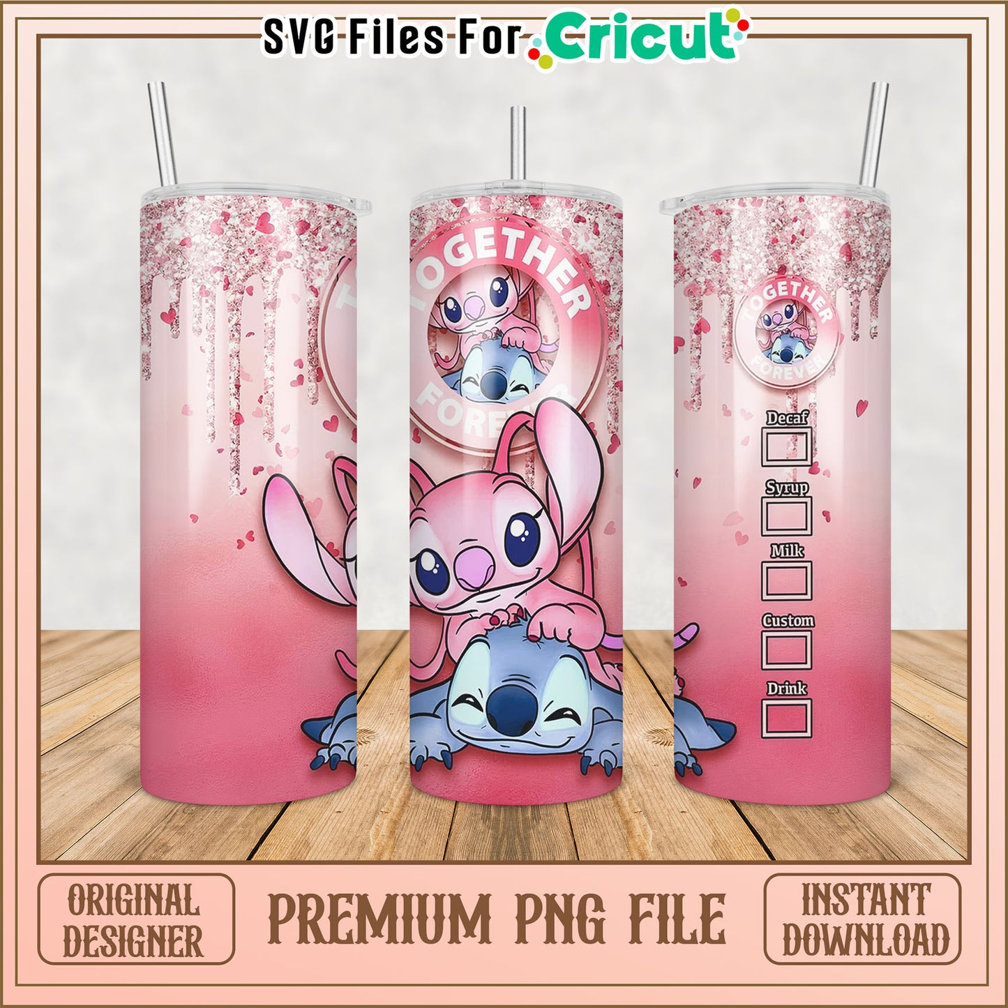 Stitch Couple Tumbler PNG
