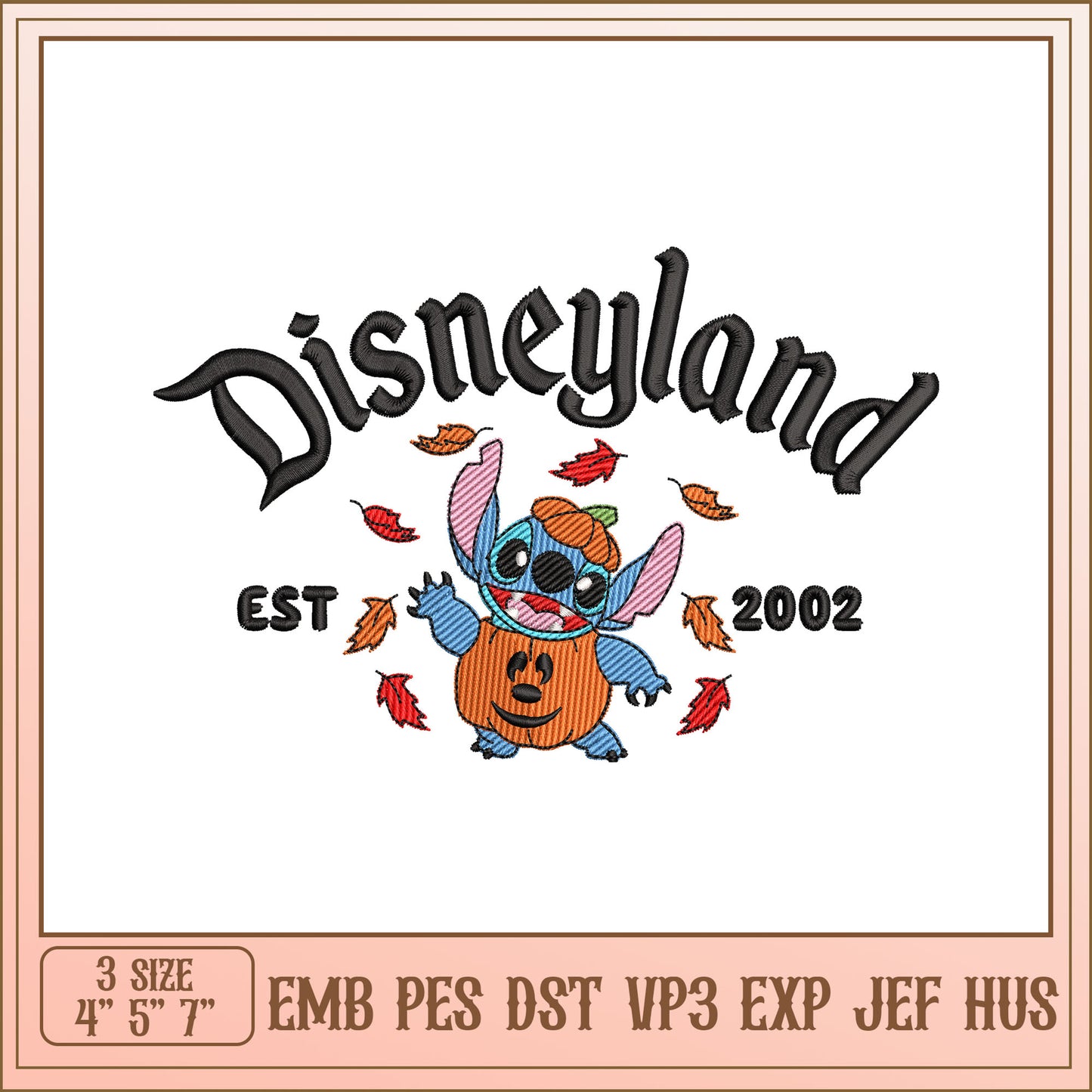 Stitch Disneyland Pumpkin Embroidery