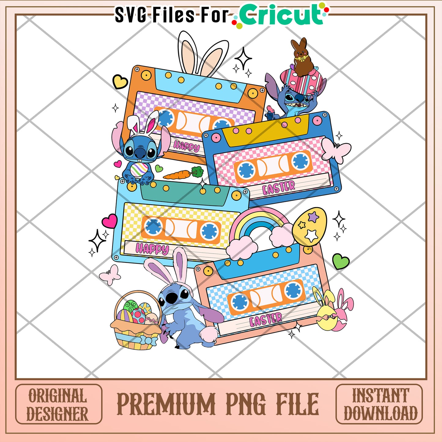 Stitch Easter Cassette Tape PNG