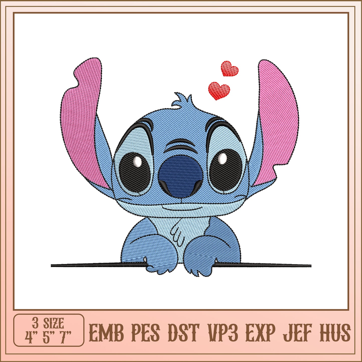 Stitch Embroidery Design 3 Sizes