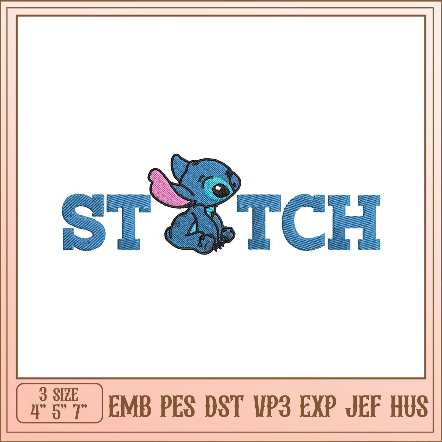 Stitch Embroidery Design 4x7 Inch