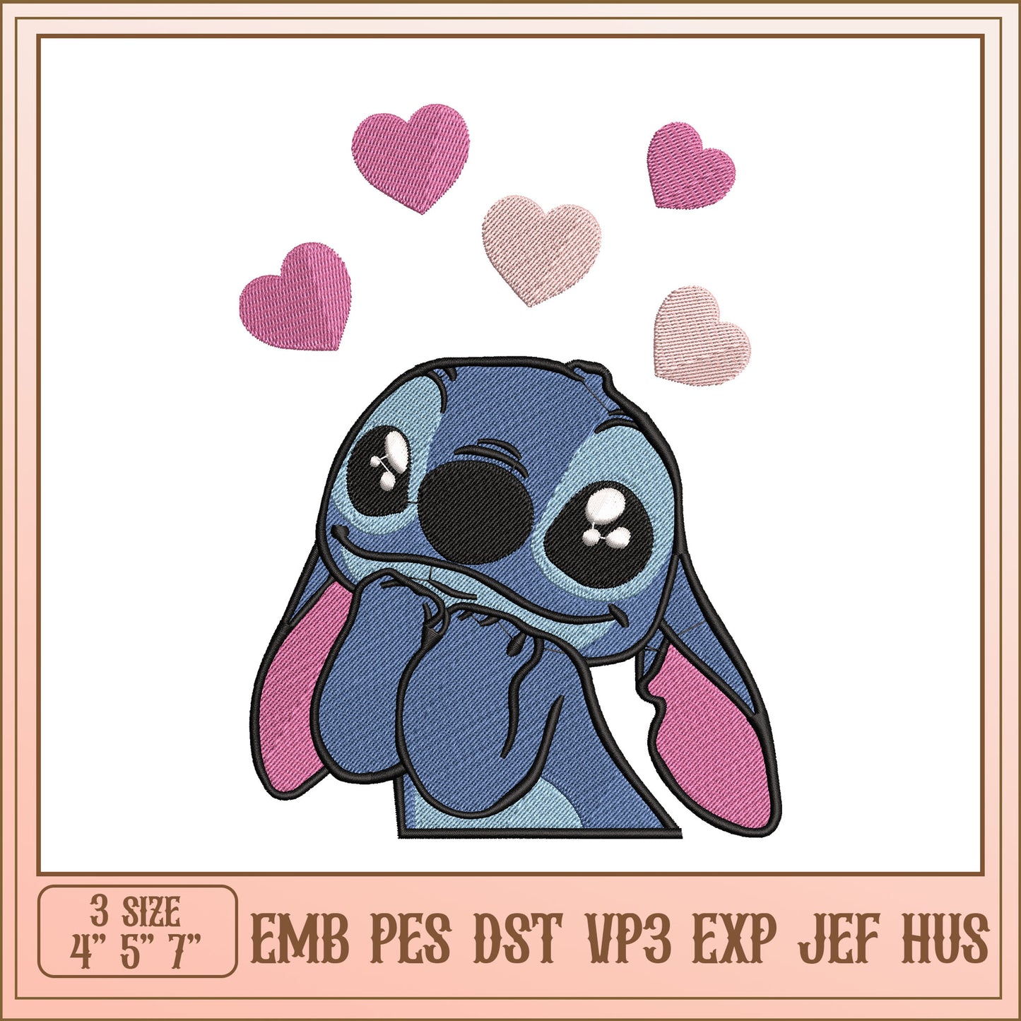 Stitch Embroidery Design with Hearts