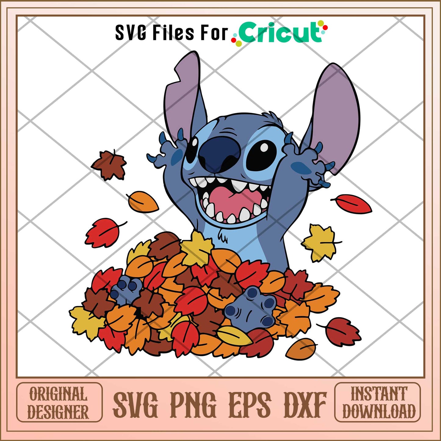 Stitch Happy Fall Autumn svg, Disney characters svg, Digital Download