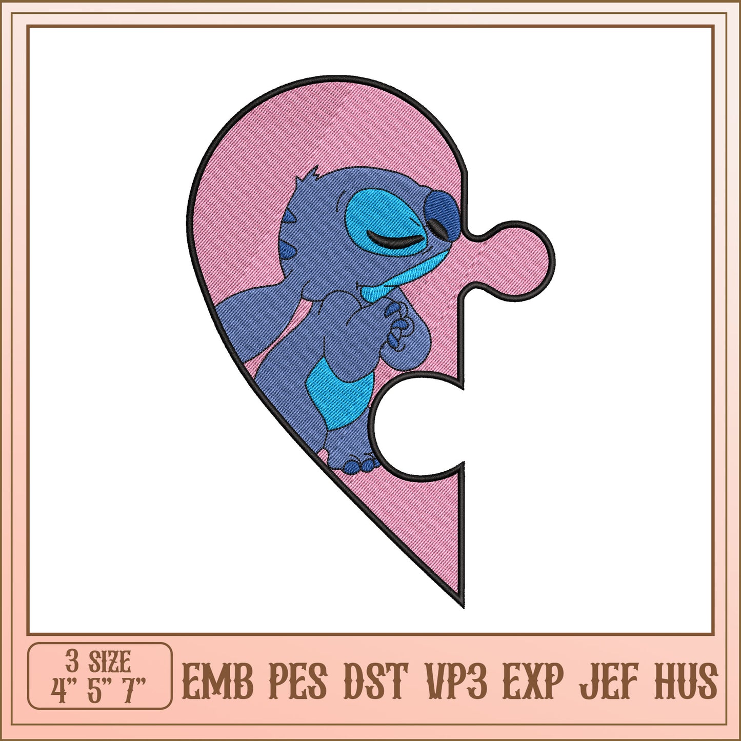 Stitch Heart Puzzle Embroidery Design