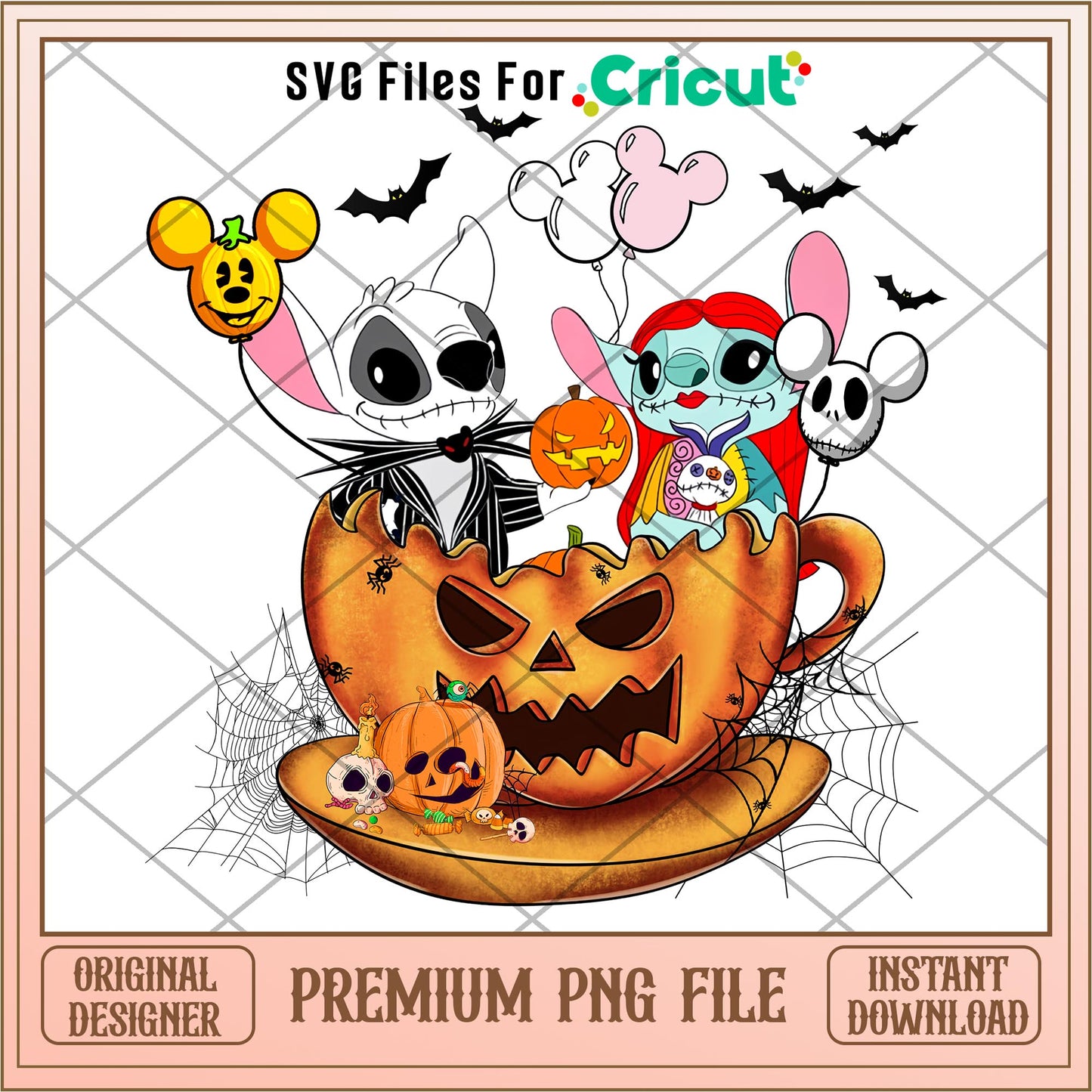 Stitch Jack Skellington png, Disney characters png, Digital Download