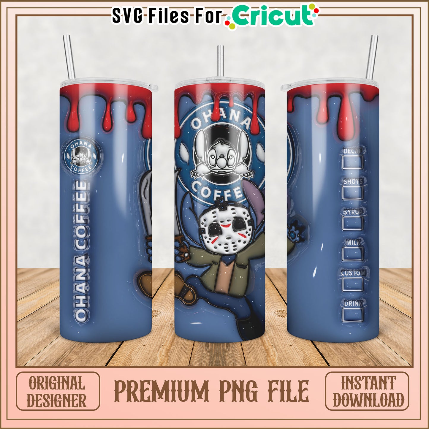 Stitch Jason Tumbler PNG Design