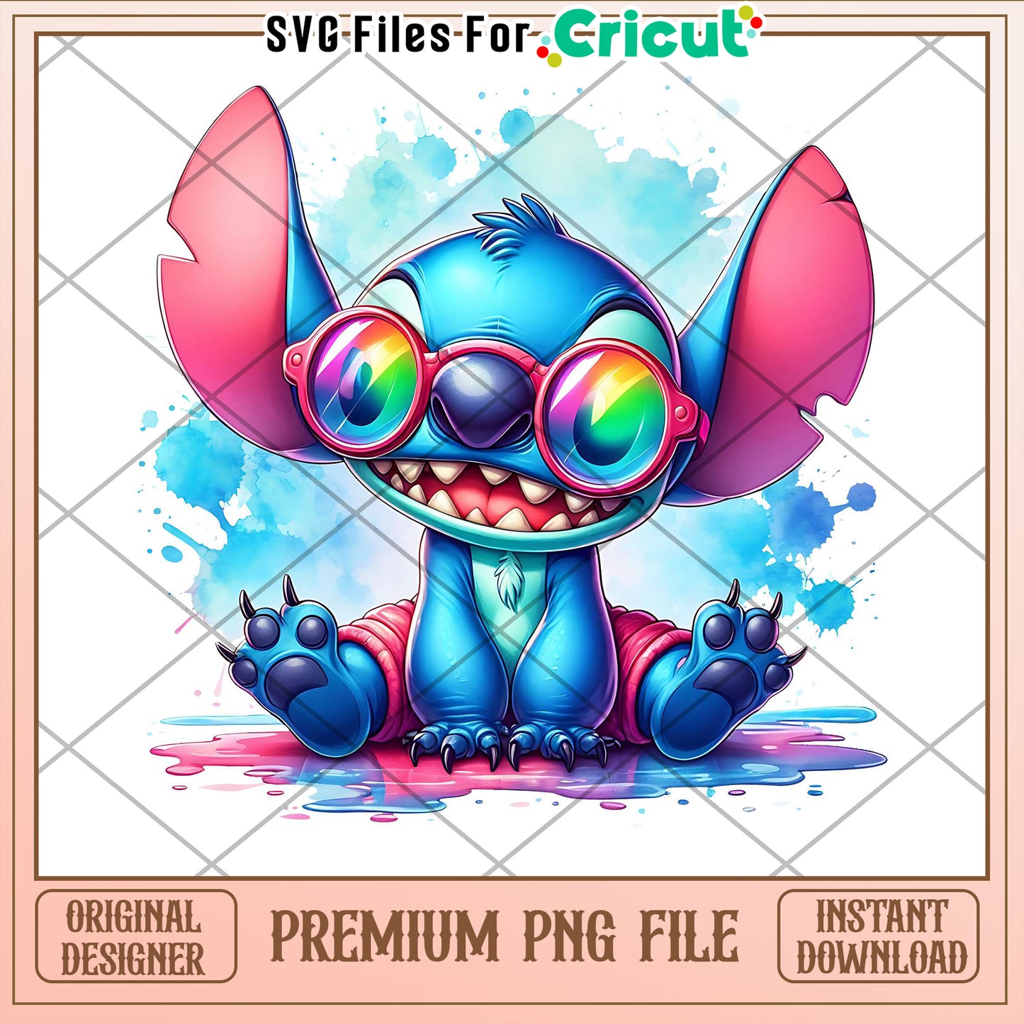 Stitch PNG Rainbow Glasses Cute Sublimation
