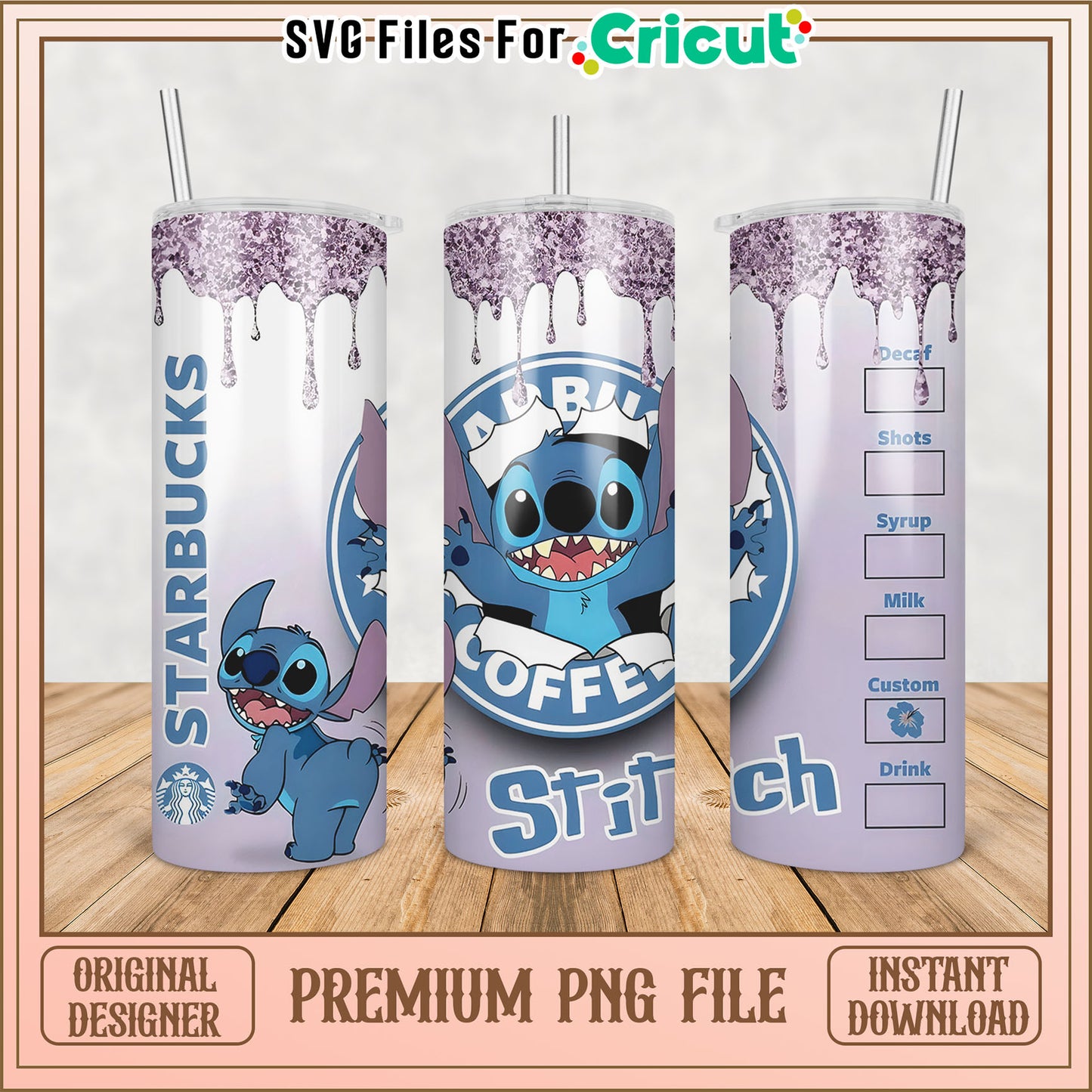 Stitch Starbucks Tumbler PNG