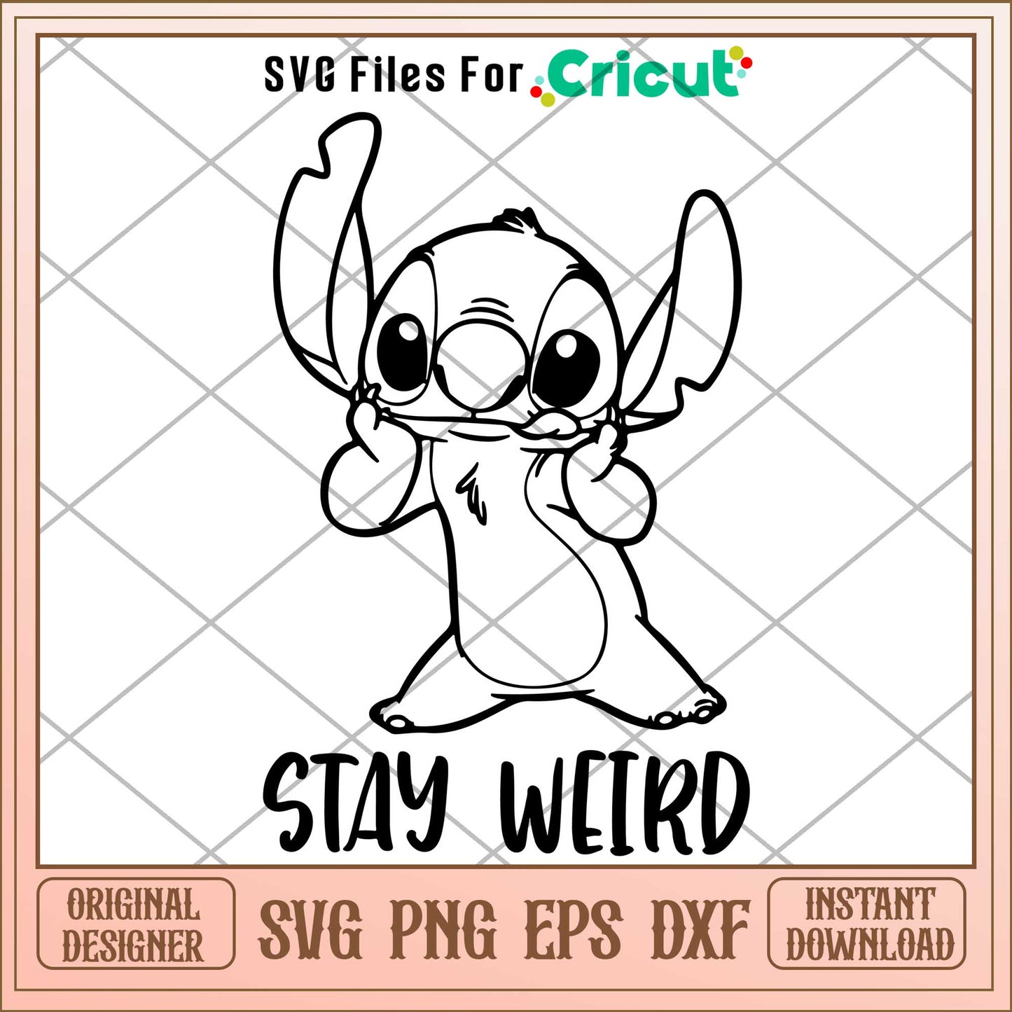 Stitch Stay Weird coloring Svg, Disney characters svg, digital dowload