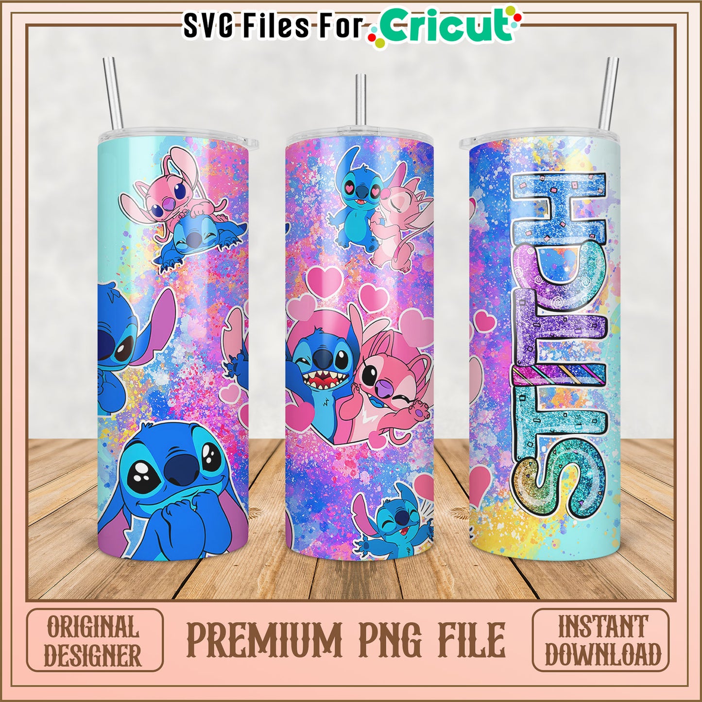 Stitch Tumbler PNG Design
