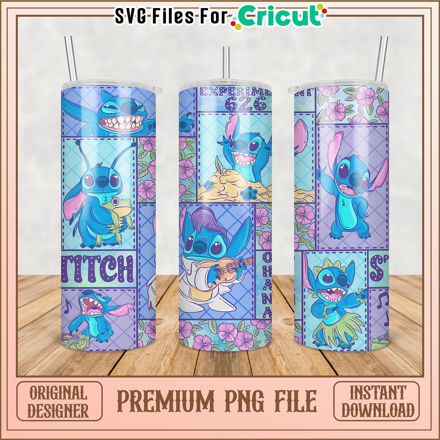 Stitch Tumbler PNG File for Cricut Crafting Designs