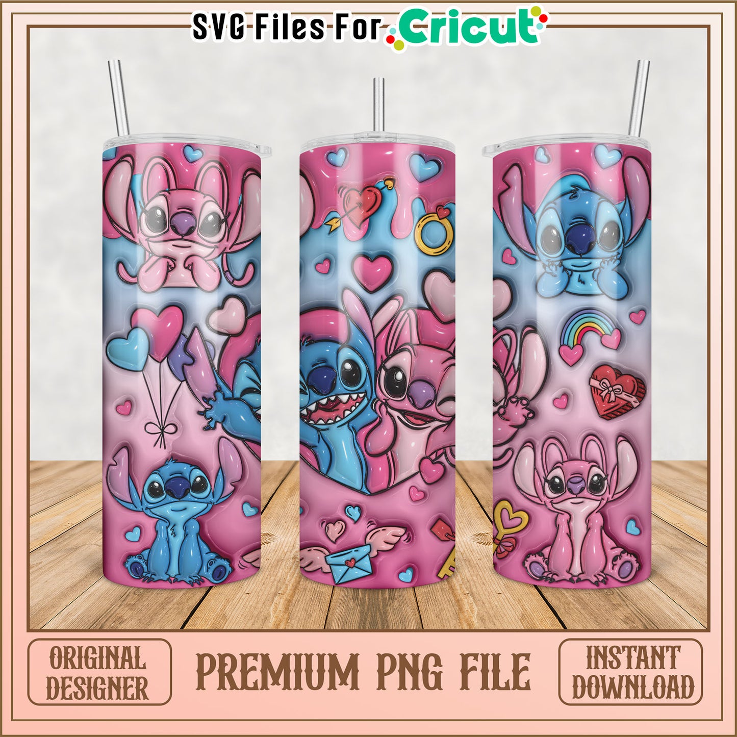 Stitch Tumbler PNG Valentines Day