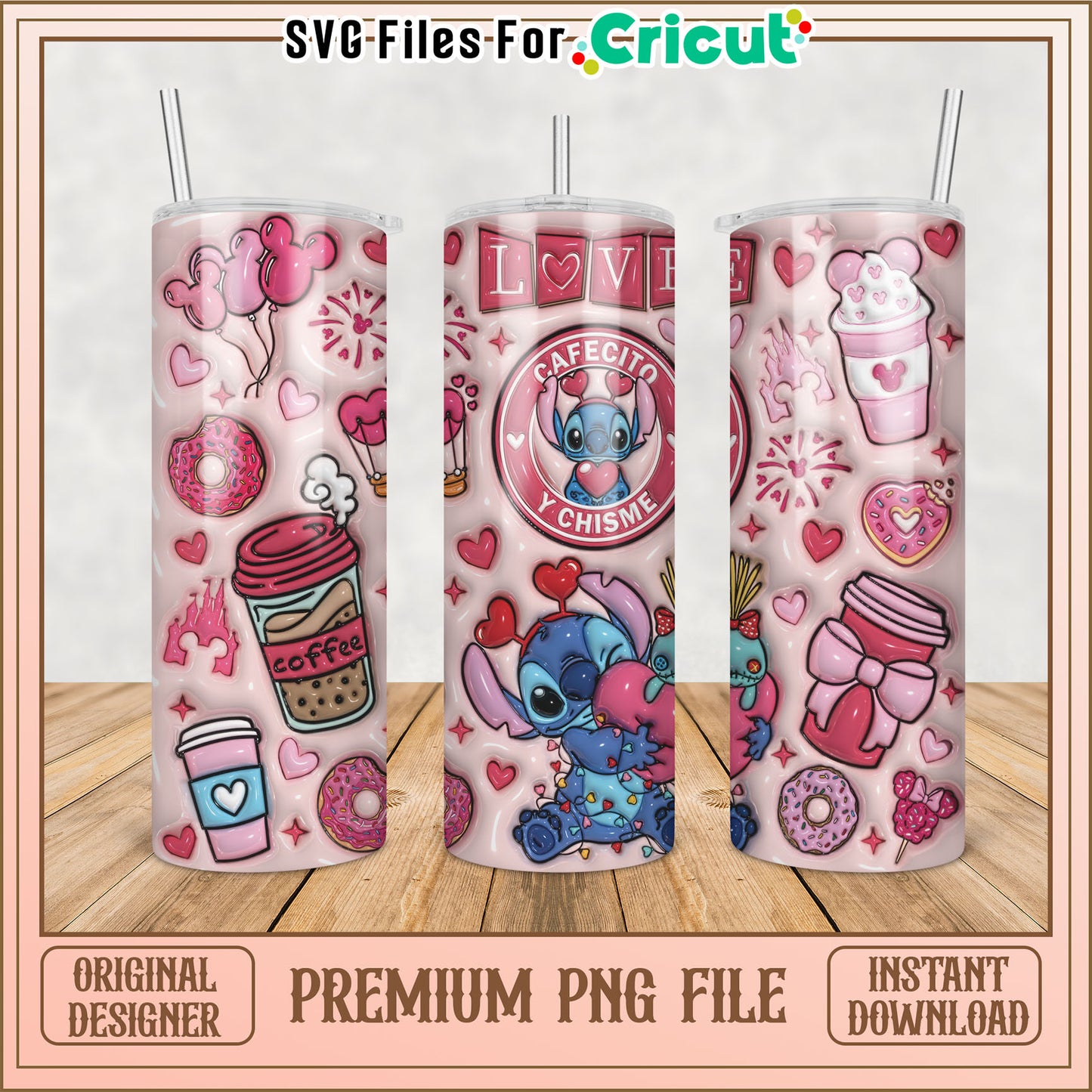 Stitch Valentine Tumbler PNG