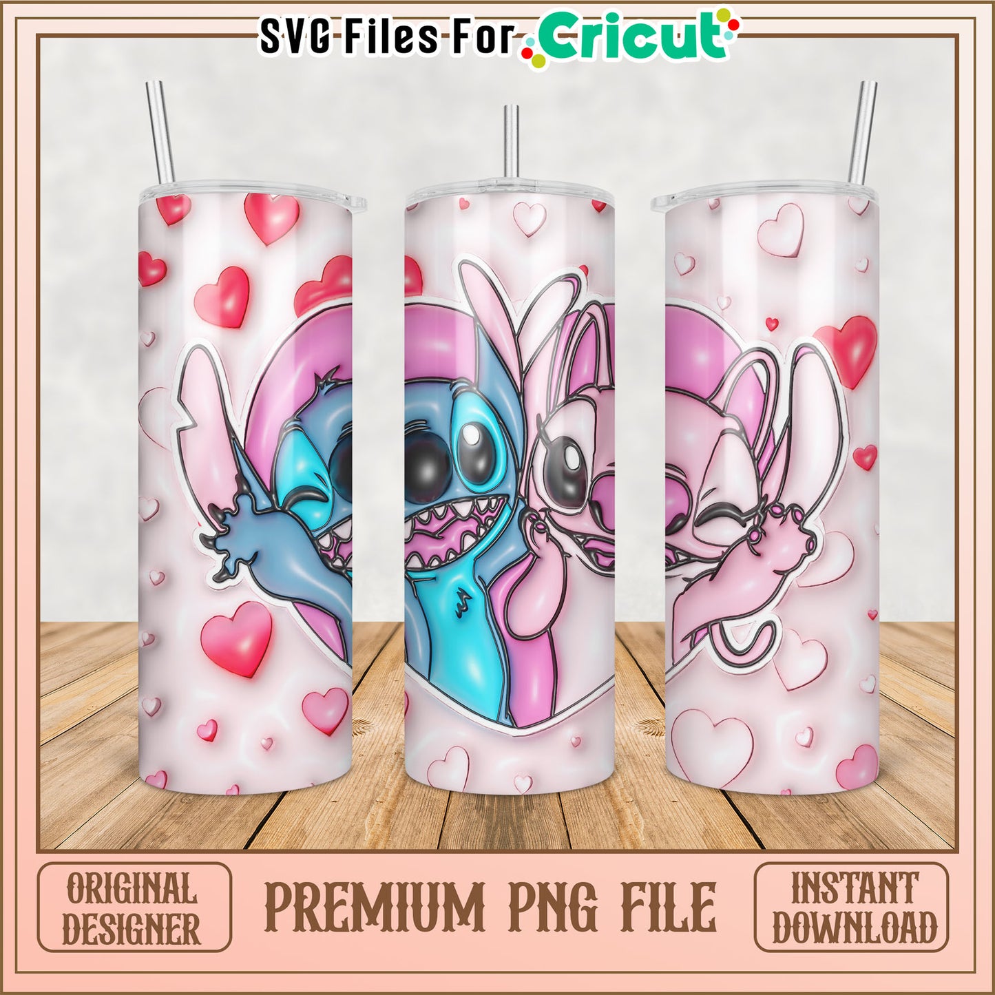 Stitch Valentines Tumbler PNG