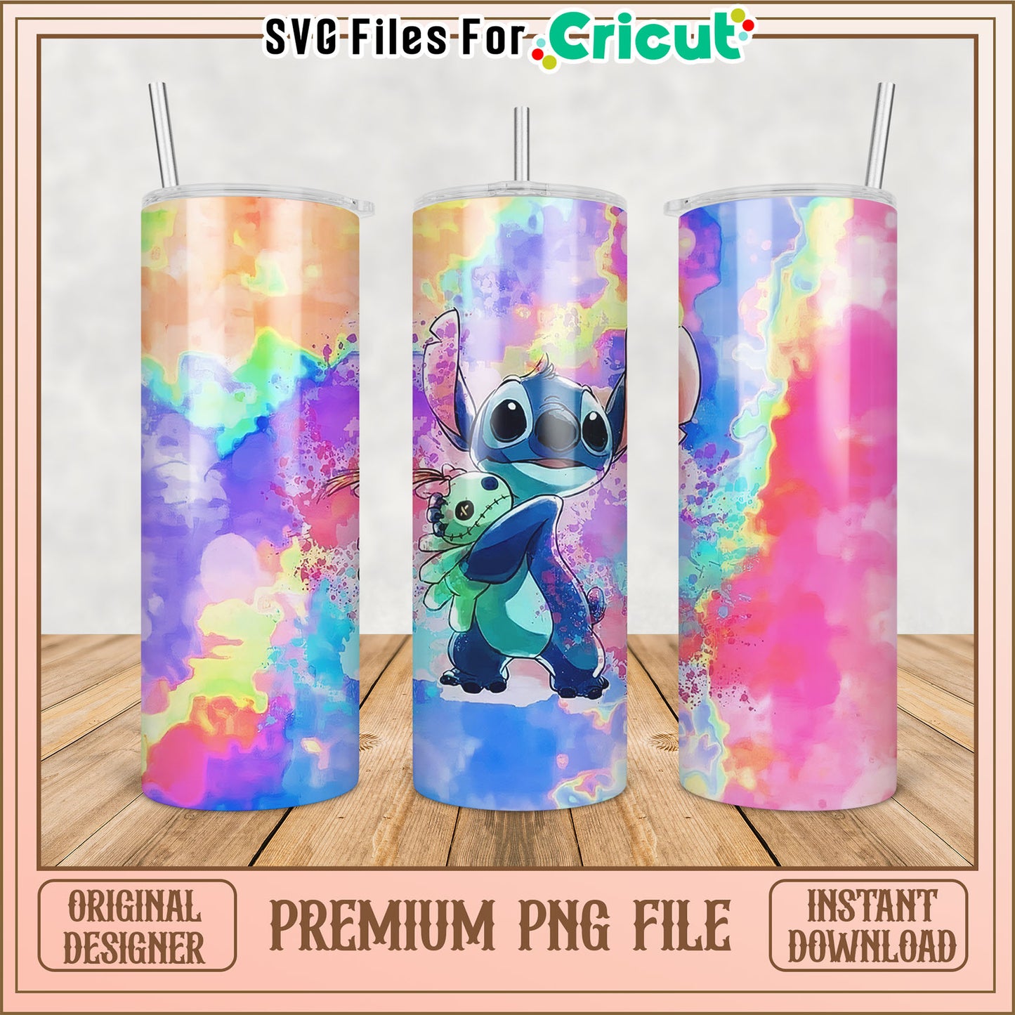 Stitch Watercolor Tumbler PNG