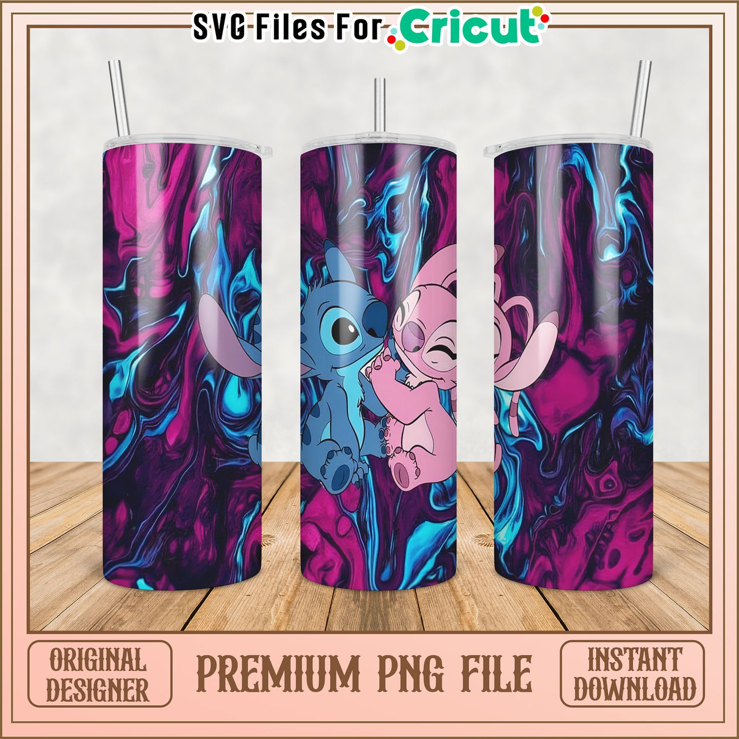 Stitch & Angel Tumbler PNG Design