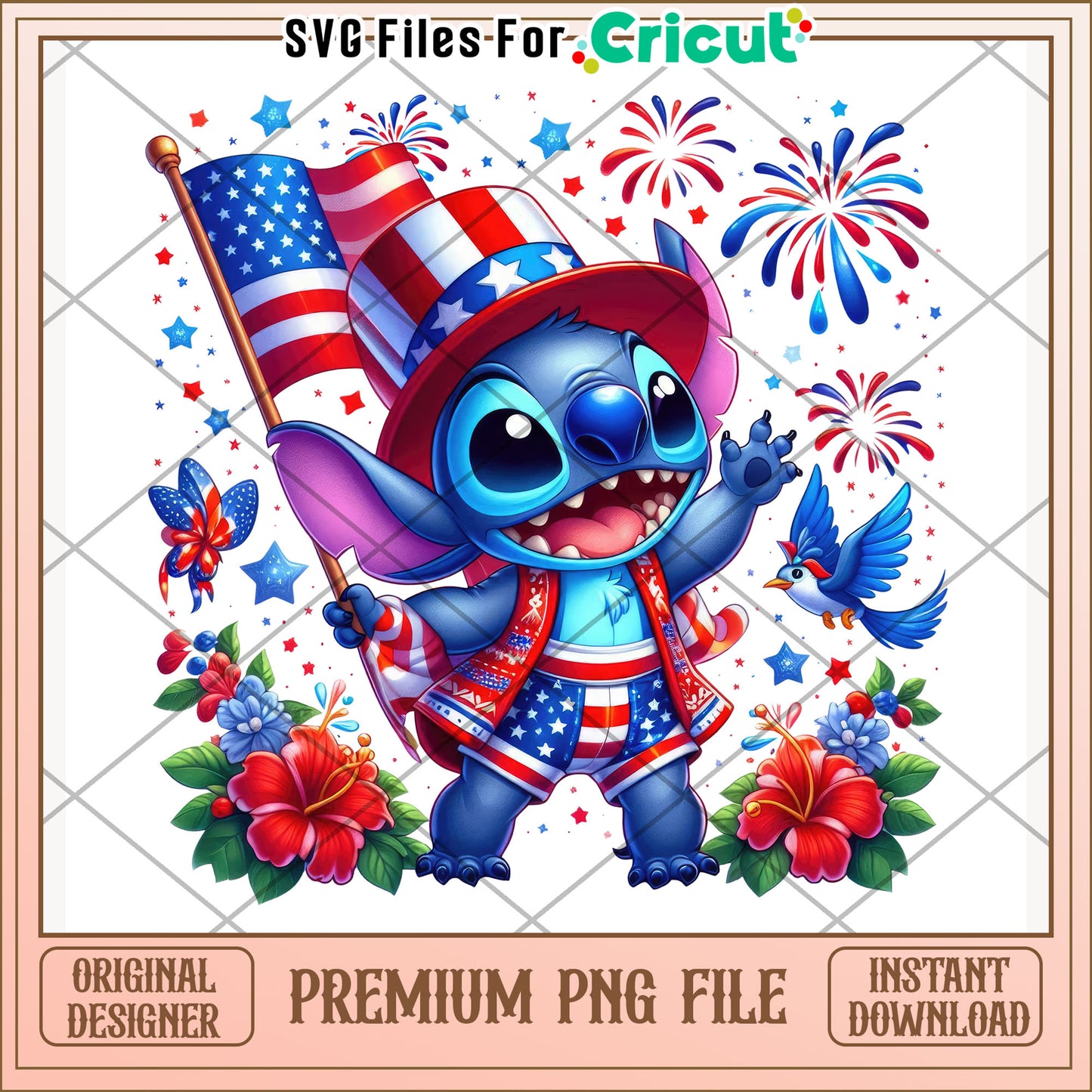 Stitch american president png, disney character png, 4th of july png