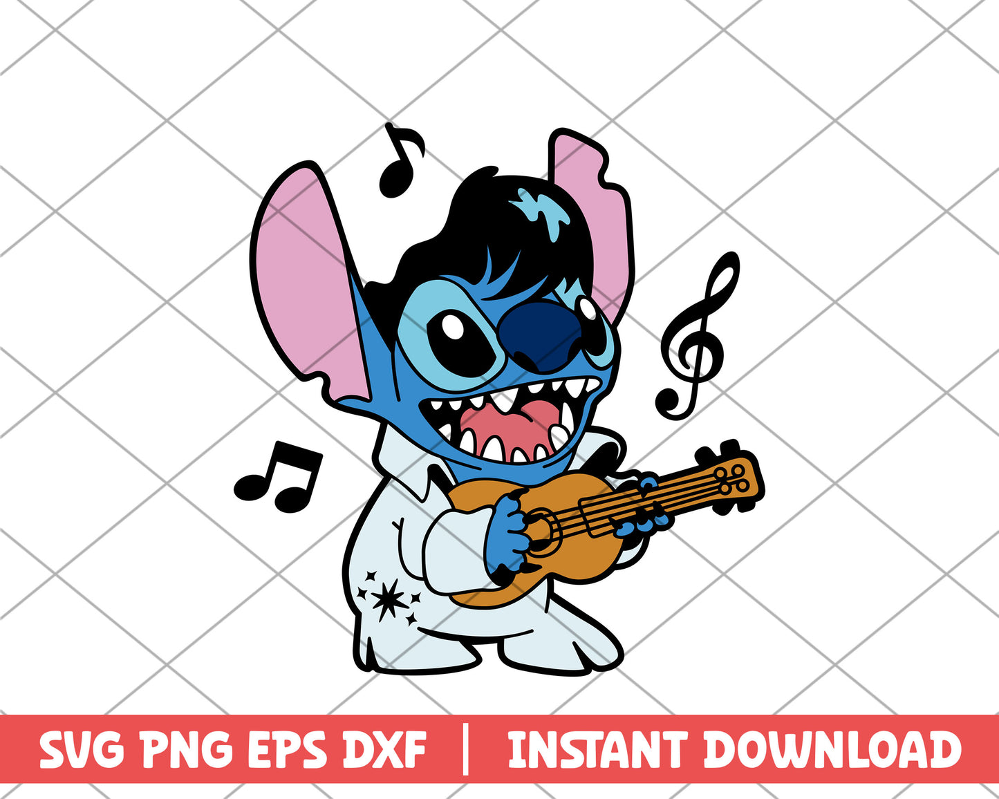 Stitch as elvis cartoon svg