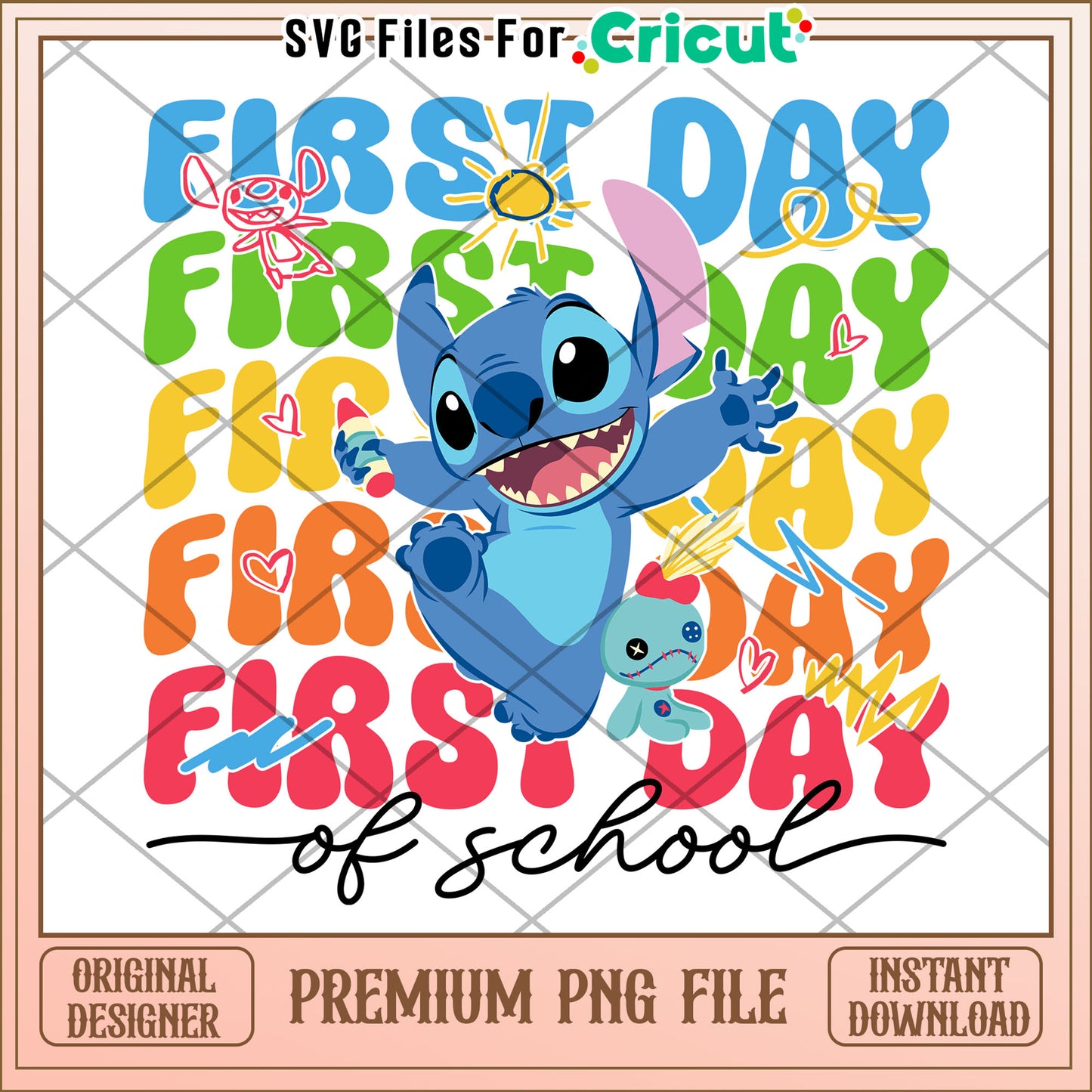 Stitch first day of school design png, making learning fun png, back to school png
