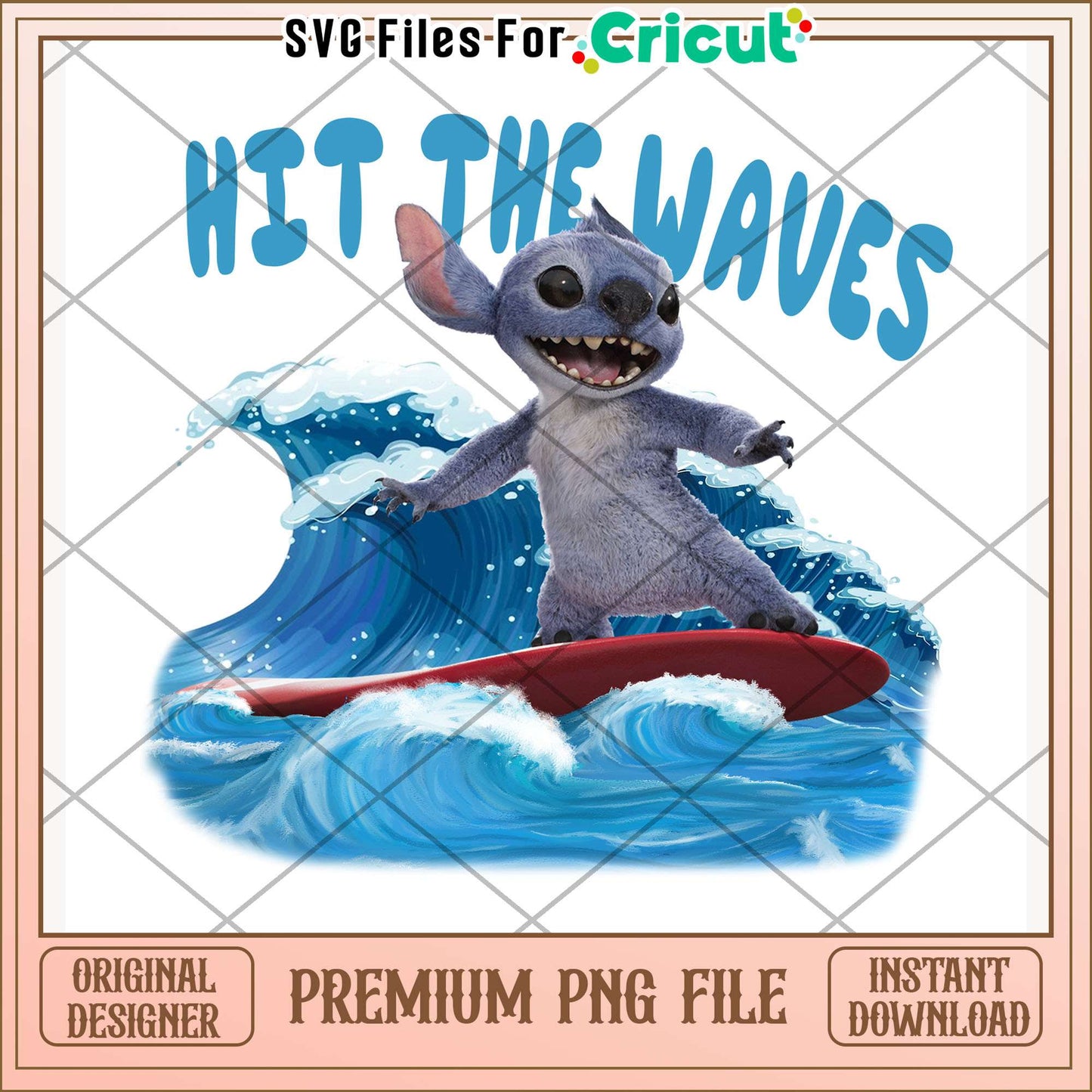 Stitch hit the waves png, surfing cartoon png, disney character png