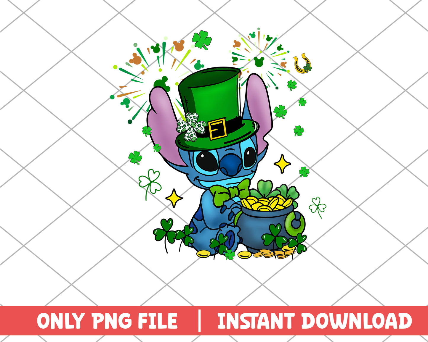 Stitch in the green hat st.patrick day png