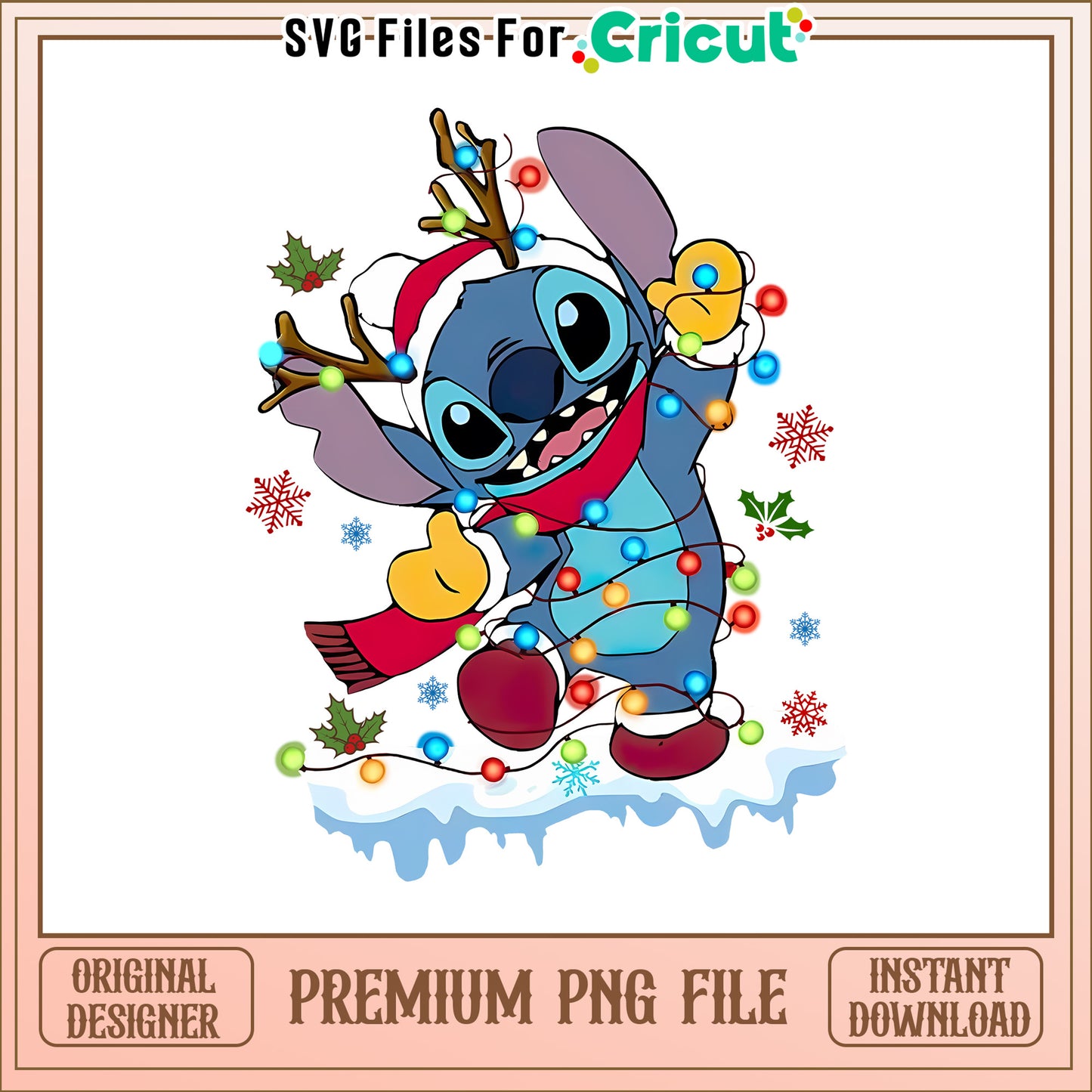 Stitch merry christmas winter png, cute stitch wallpaper png