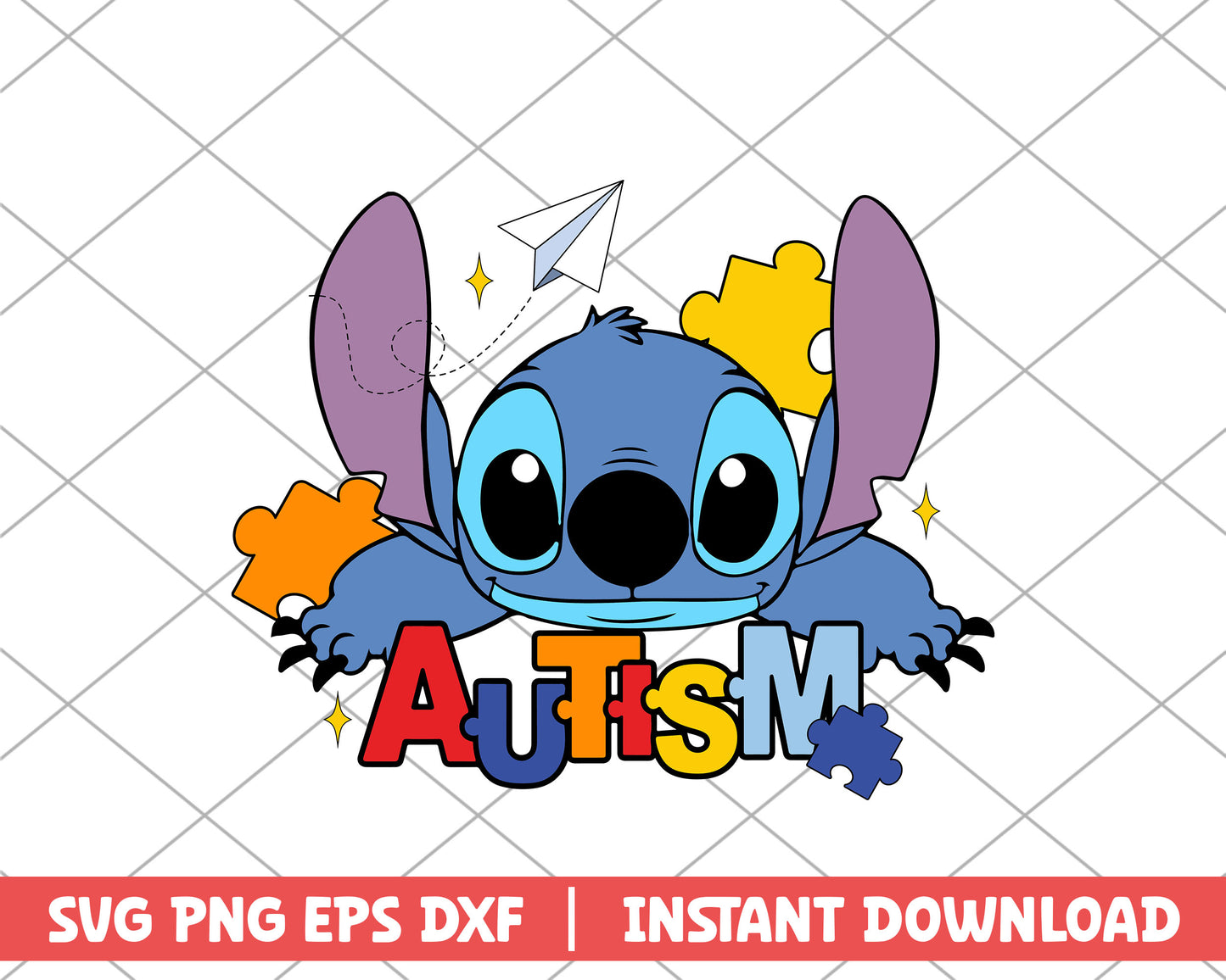 Stitch paper airplane autism svg