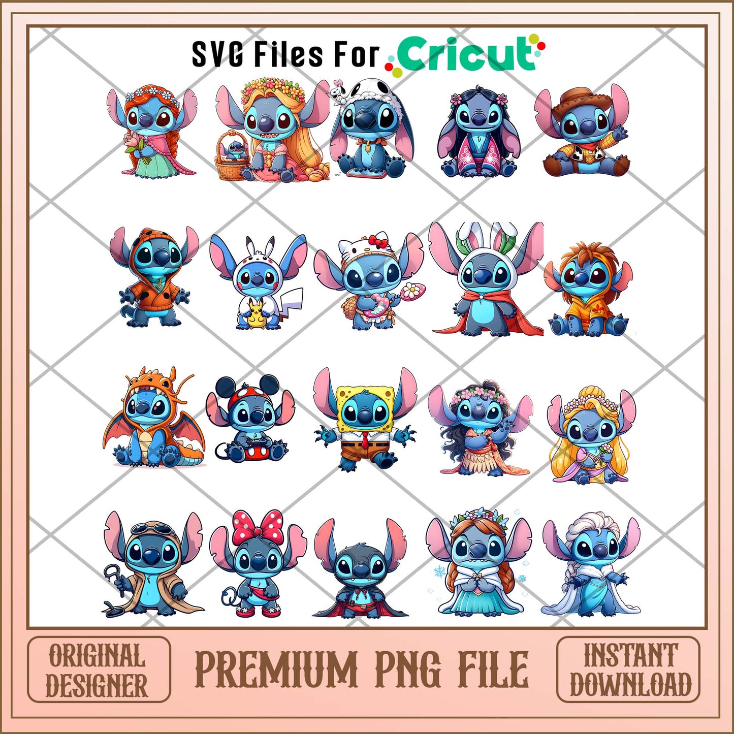 Stitch cute Easter bunny png bundle, Disney Stitch bundle