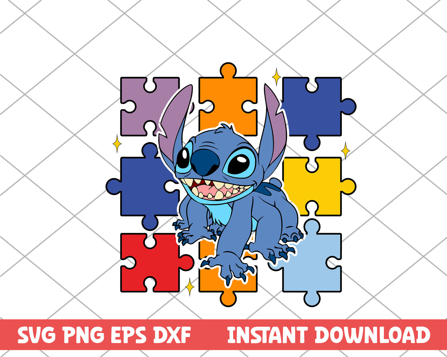 Stitch puzzle autism svg